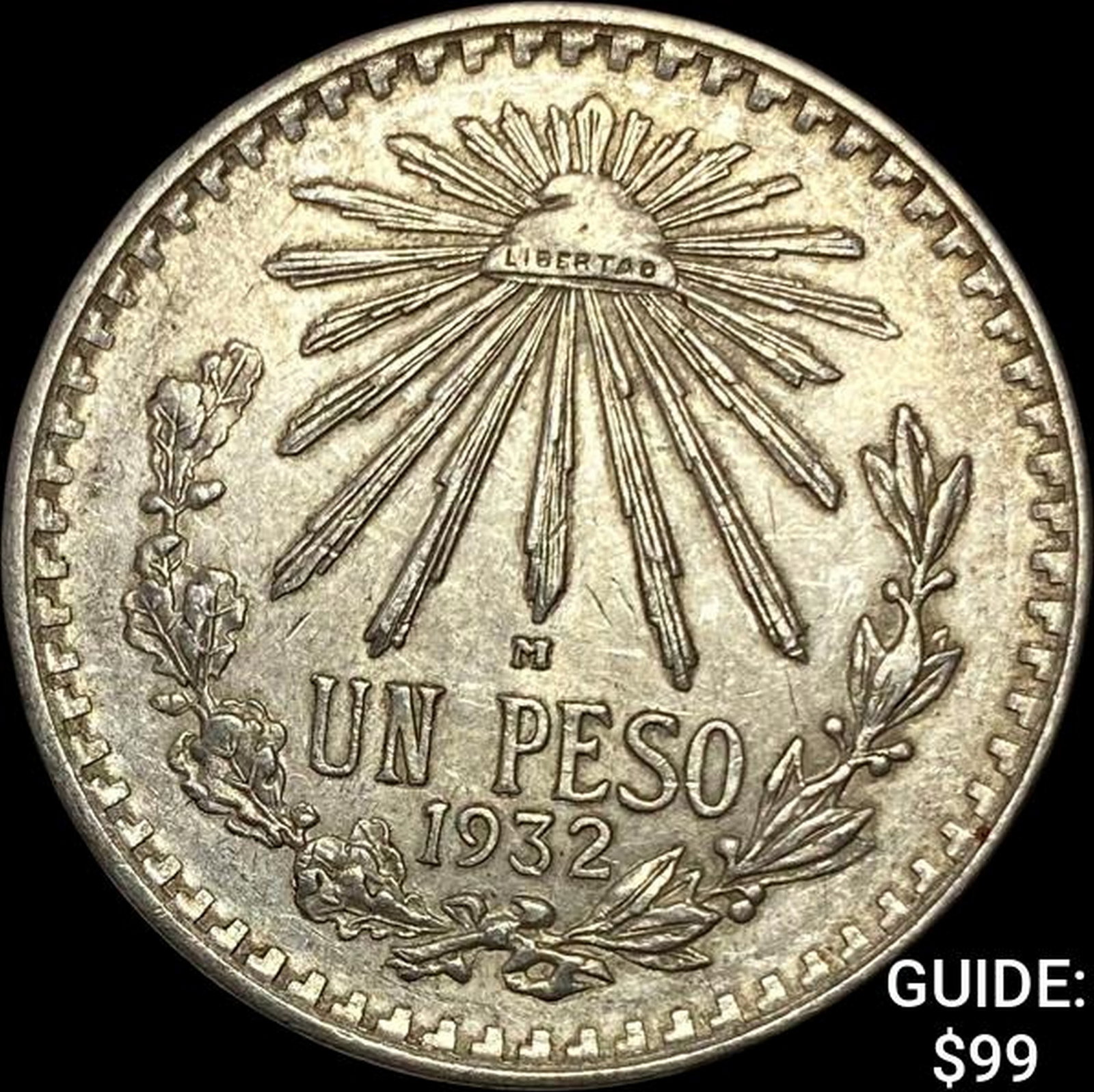 1932-M Mexico Silver Peso CLOSELY UNCIRCULATED: 1932-M Mexico Silver Peso CLOSELY UNCIRCULATED