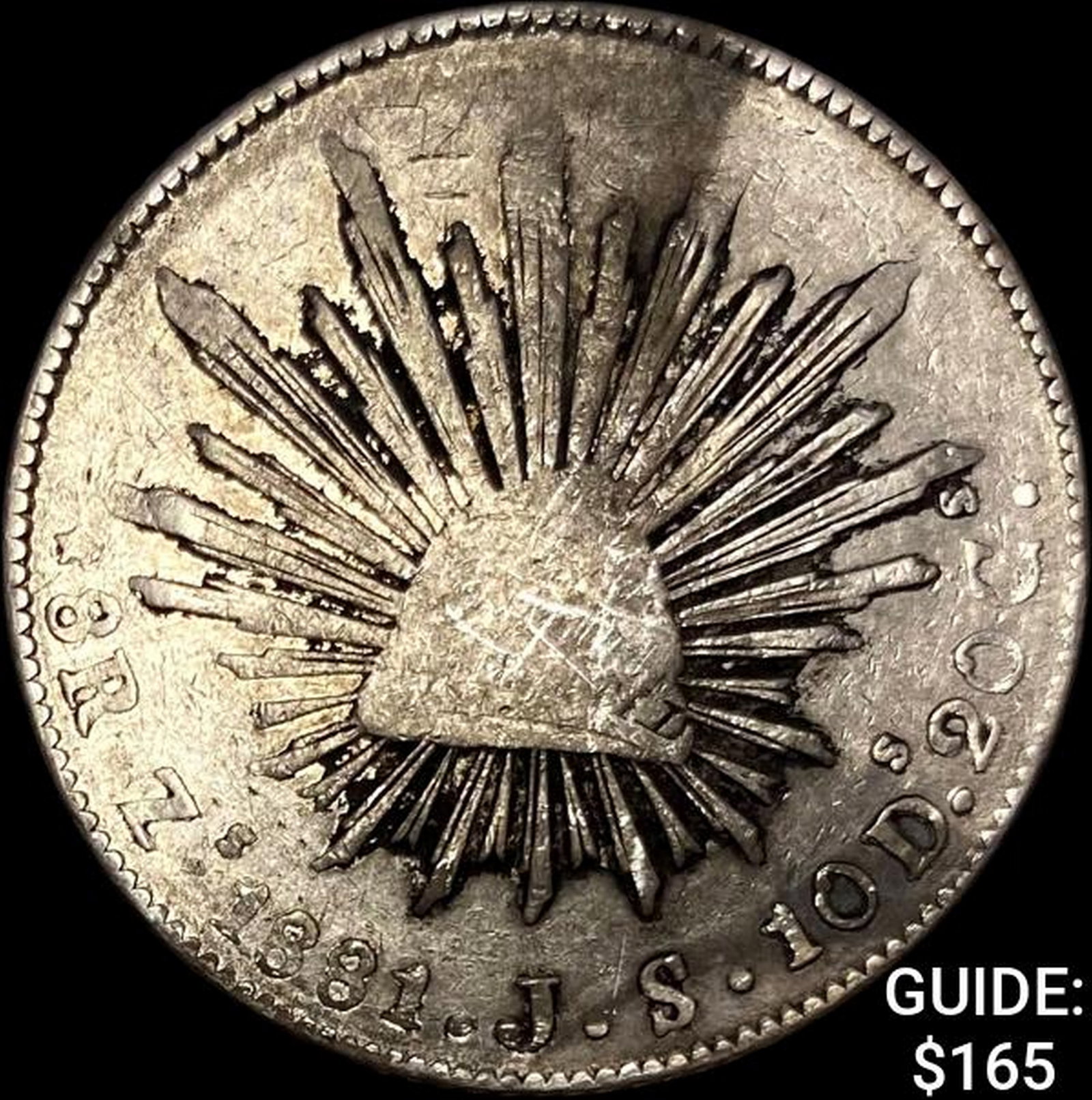1881Zs JS Mexico Silver 8 Reales NEARLY UNCIRCULATED: 1881Zs JS Mexico Silver 8 Reales NEARLY UNCIRCULATED