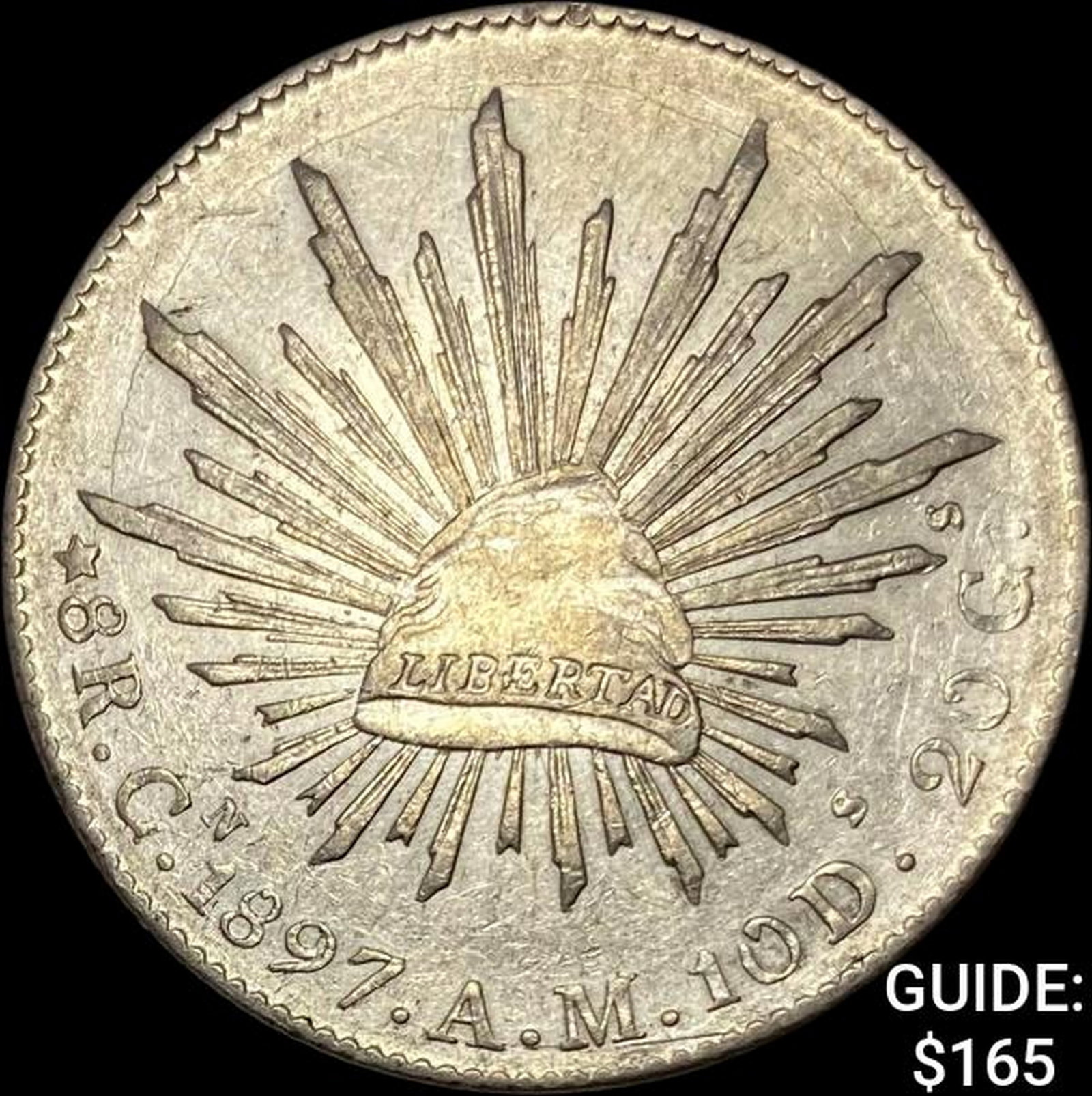 1897Cn AM Mexico Silver 8 Reales CLOSELY UNCIRCULATED: 1897Cn AM Mexico Silver 8 Reales CLOSELY UNCIRCULATED
