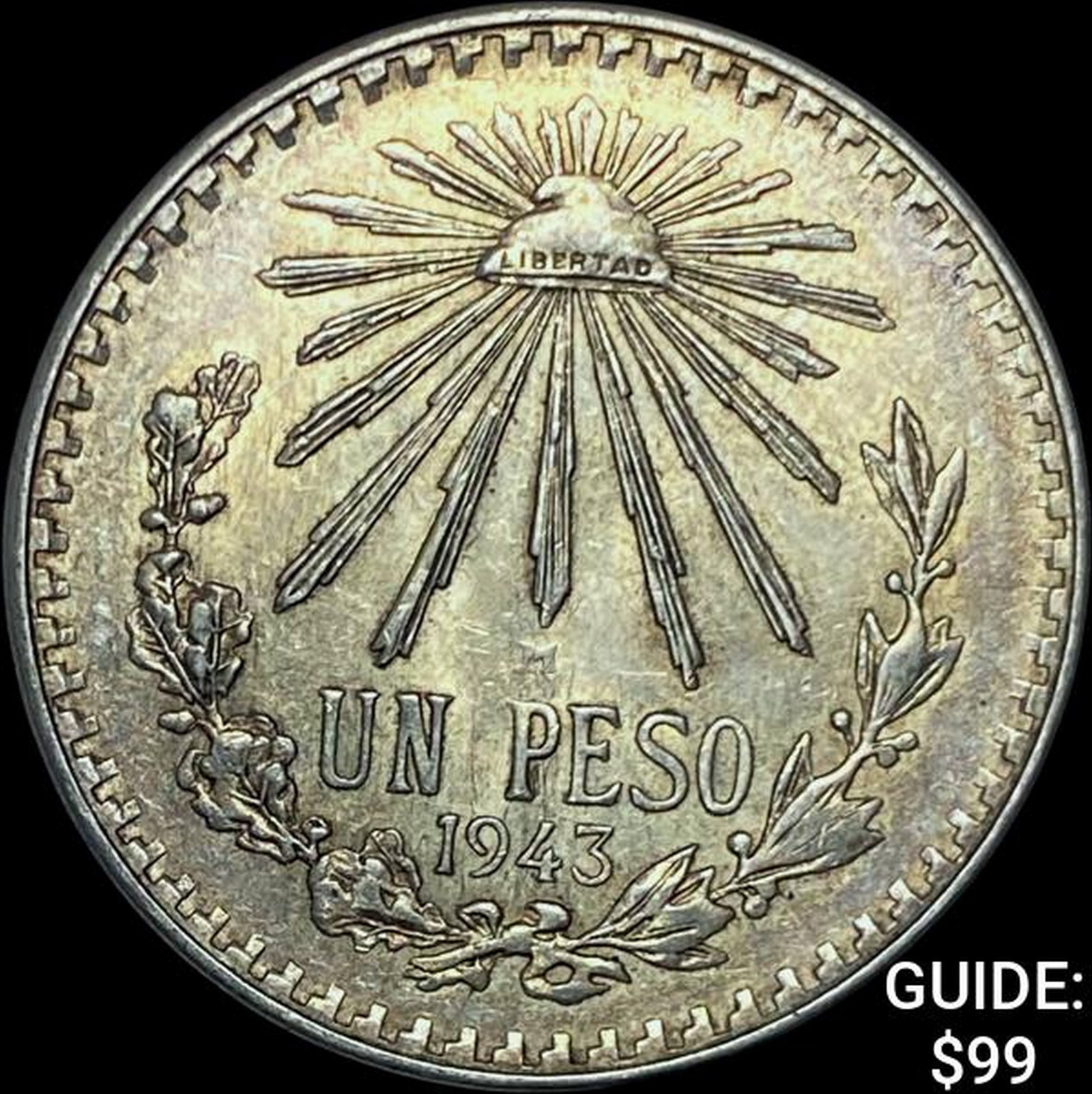 1943-M Mexico Silver Peso CHOICE AU: 1943-M Mexico Silver Peso CHOICE AU