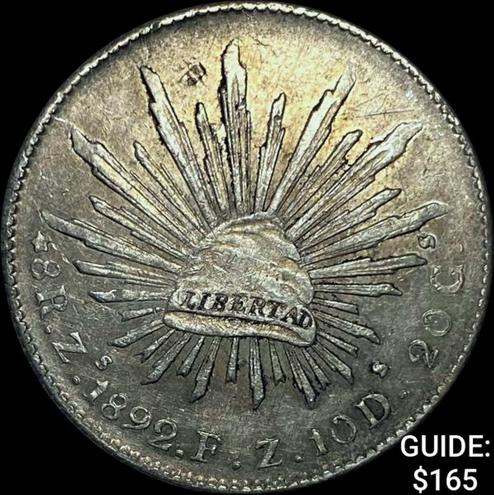 1892Zs FZ Mexico Silver 8 Reales CHOICE AU: 1892Zs FZ Mexico Silver 8 Reales CHOICE AU