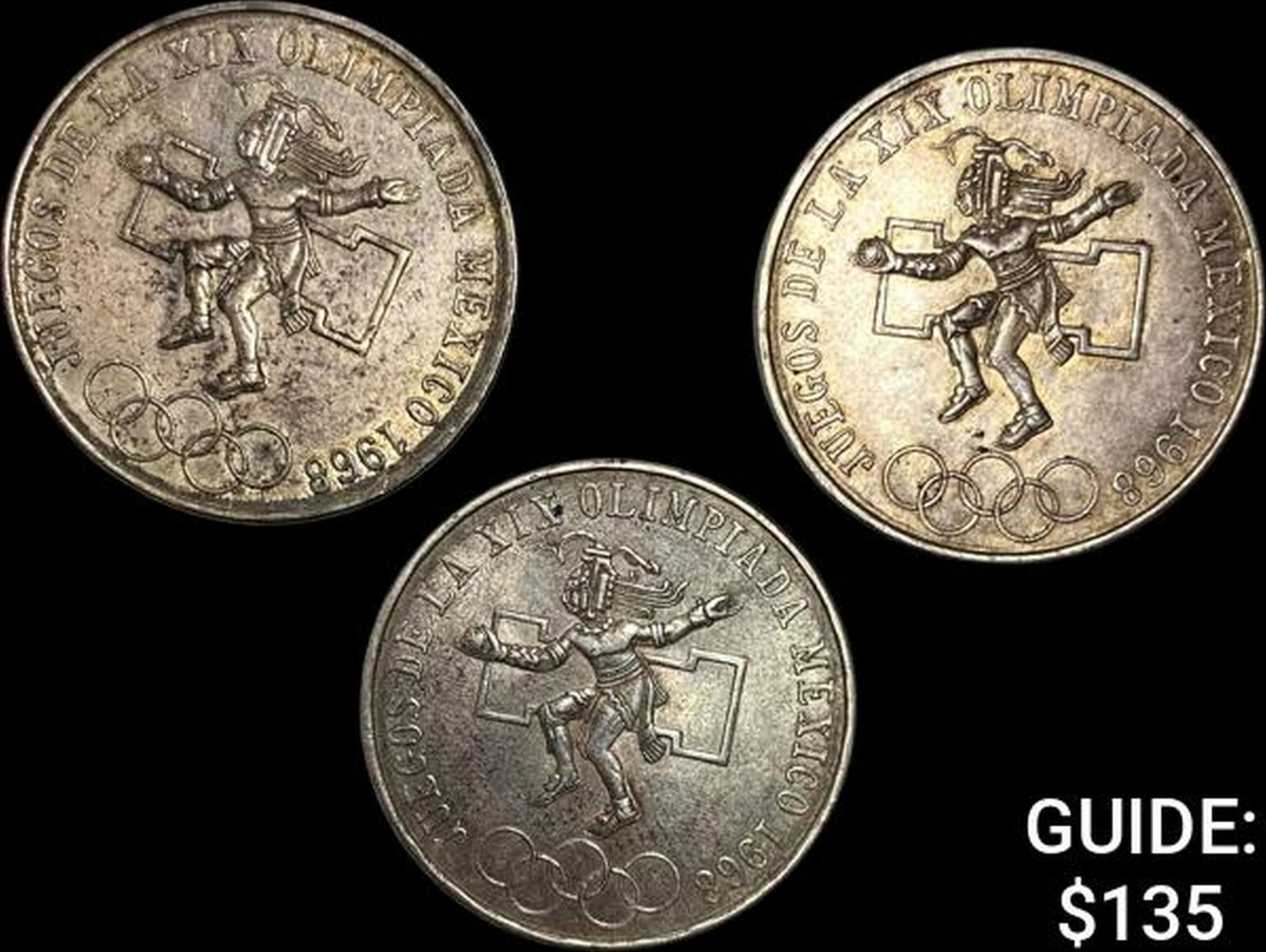 [3]1968 Mexico Silver 25 Pesos-Olympics NEARLY UNCIRCULATED: [3]1968 Mexico Silver 25 Pesos-Olympics NEARLY UNCIRCULATED