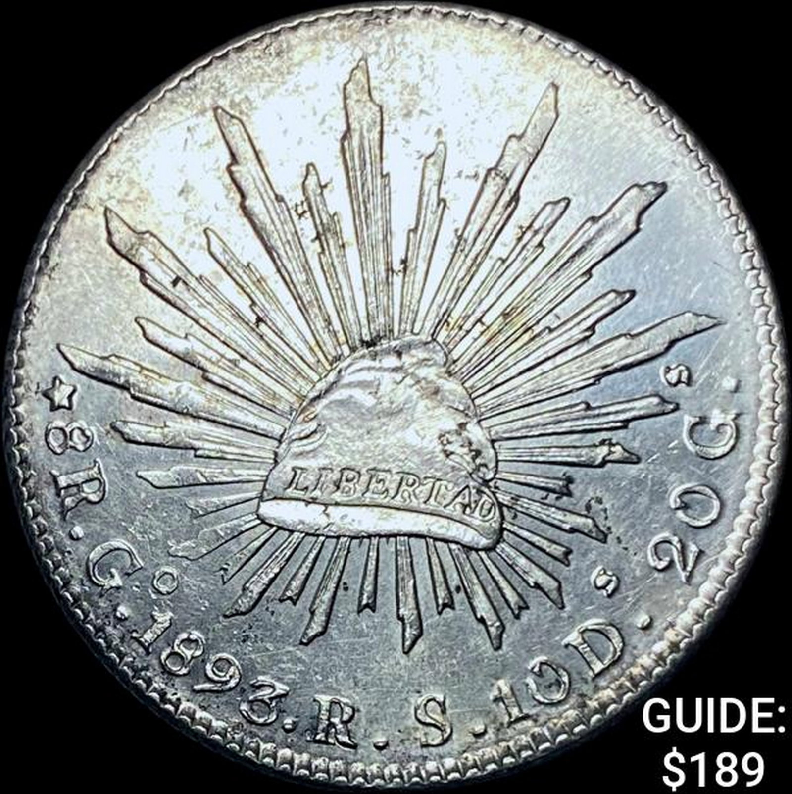 1893Go RS Mexico Silver 8 Reales CHOICE AU: 1893Go RS Mexico Silver 8 Reales CHOICE AU