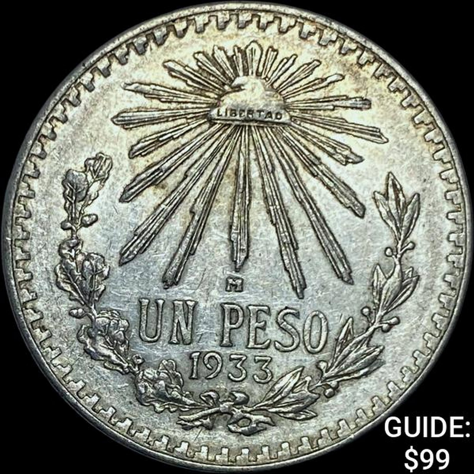 1933-M Mexico Silver Peso CHOICE AU: 1933-M Mexico Silver Peso CHOICE AU
