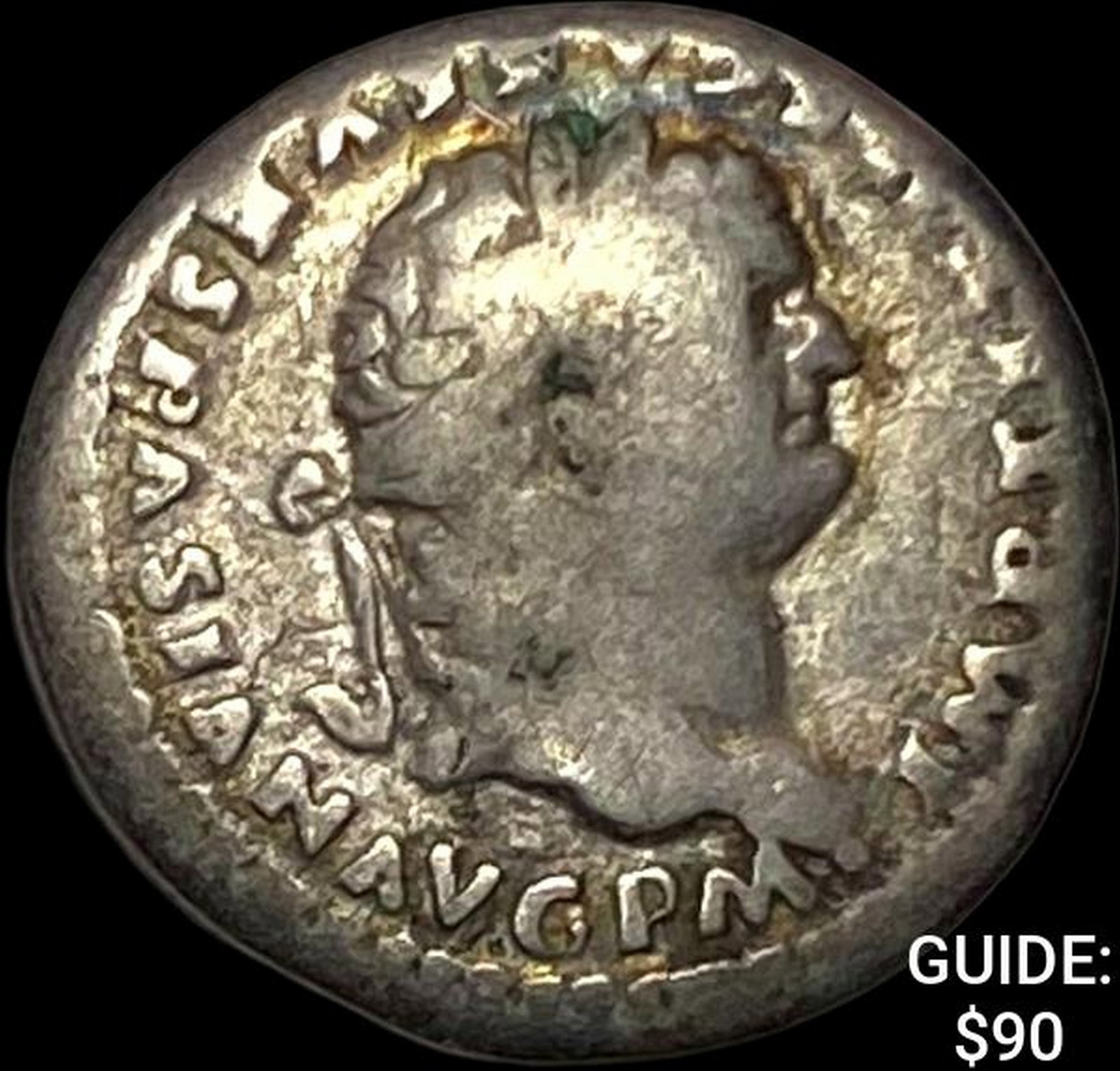 Roman Titus, 80 AD Silver Denarius LIGHTLY CIRCULATED: Roman Titus, 80 AD Silver Denarius LIGHTLY CIRCULATED