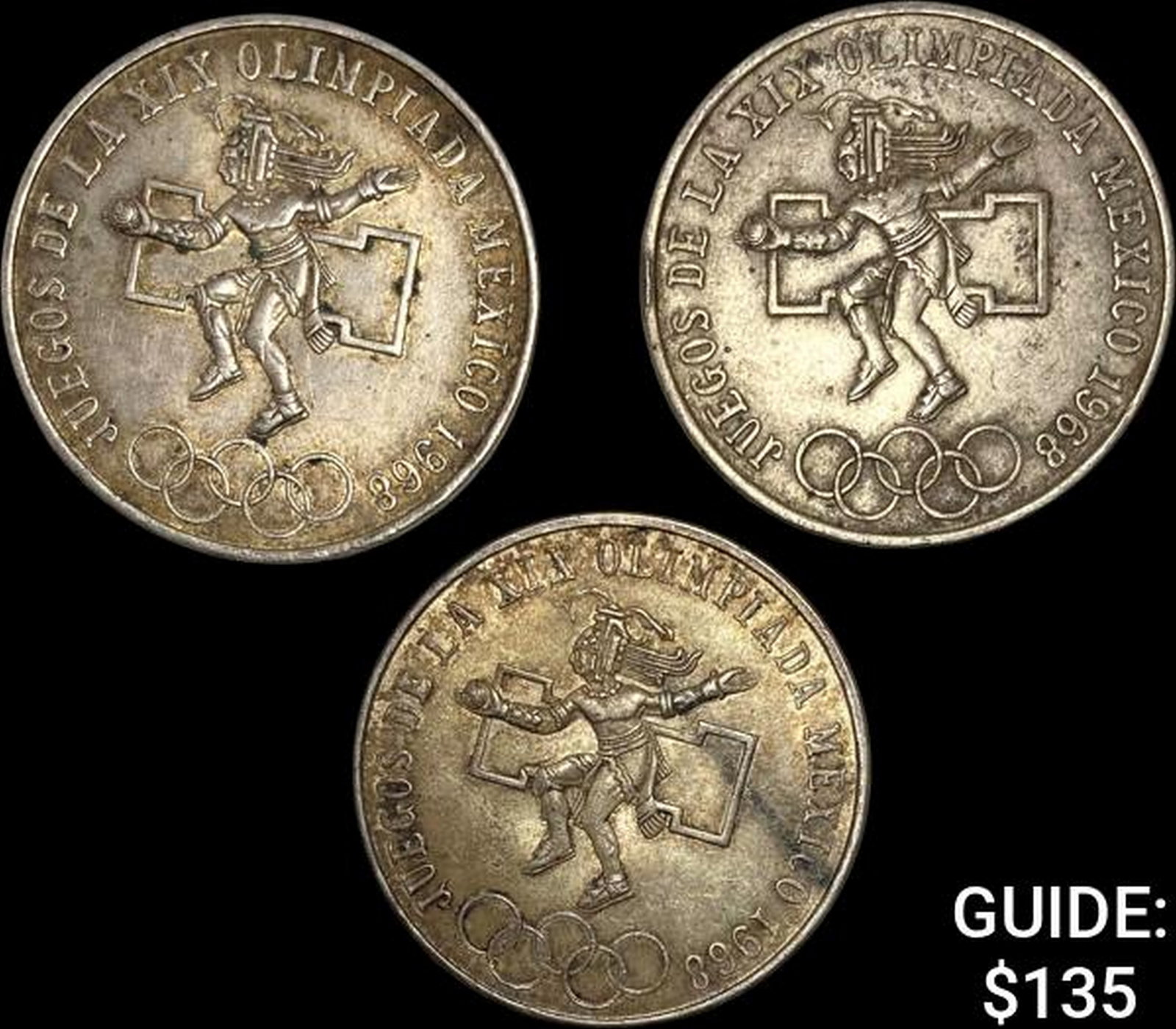 [3]1968 Mexico Silver 25 Pesos-Olympics NEARLY UNCIRCULATED: [3]1968 Mexico Silver 25 Pesos-Olympics NEARLY UNCIRCULATED