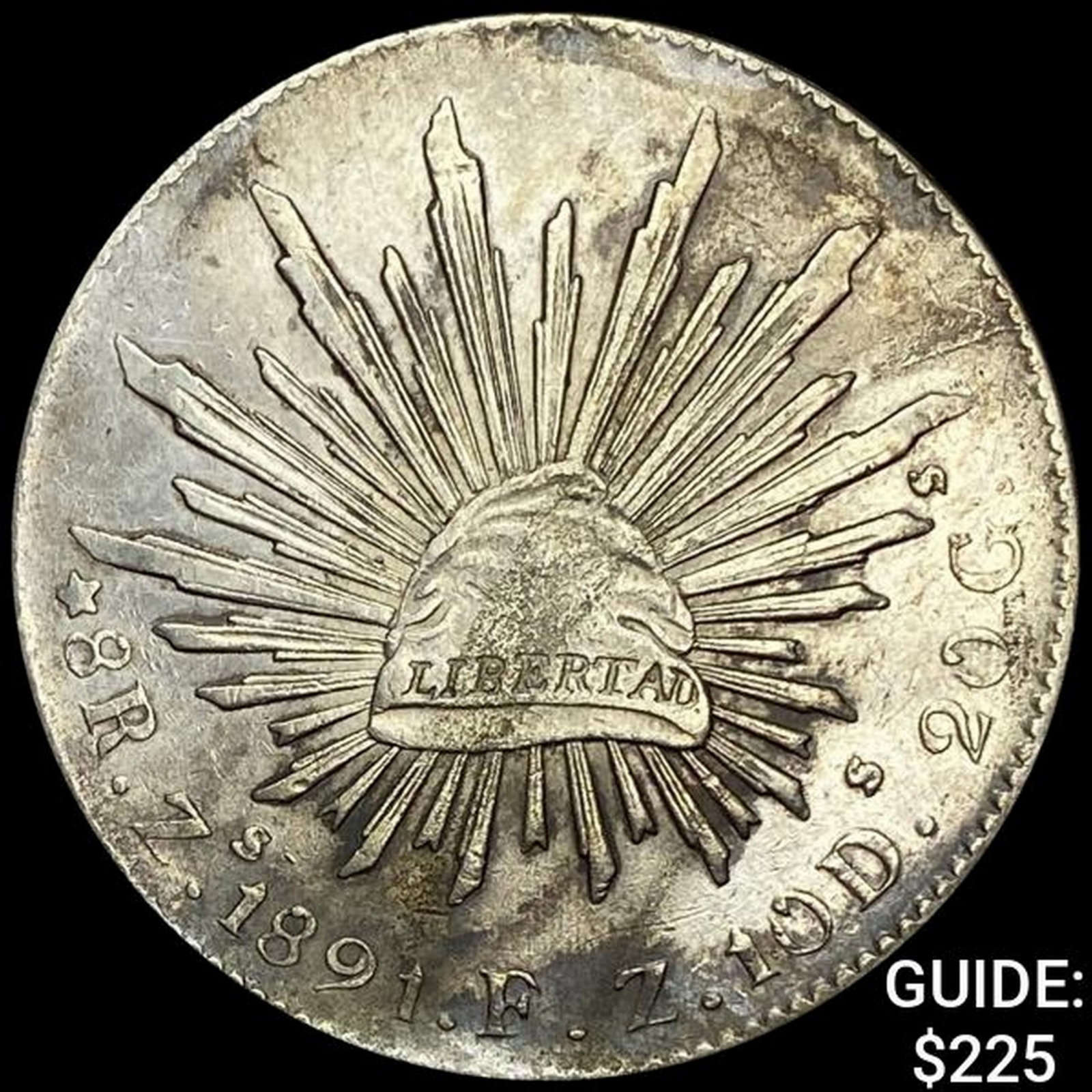 1891Zs FZ Mexico Silver 8 Reales Zacatecas CHOICE AU: 1891Zs FZ Mexico Silver 8 Reales Zacatecas CHOICE AU