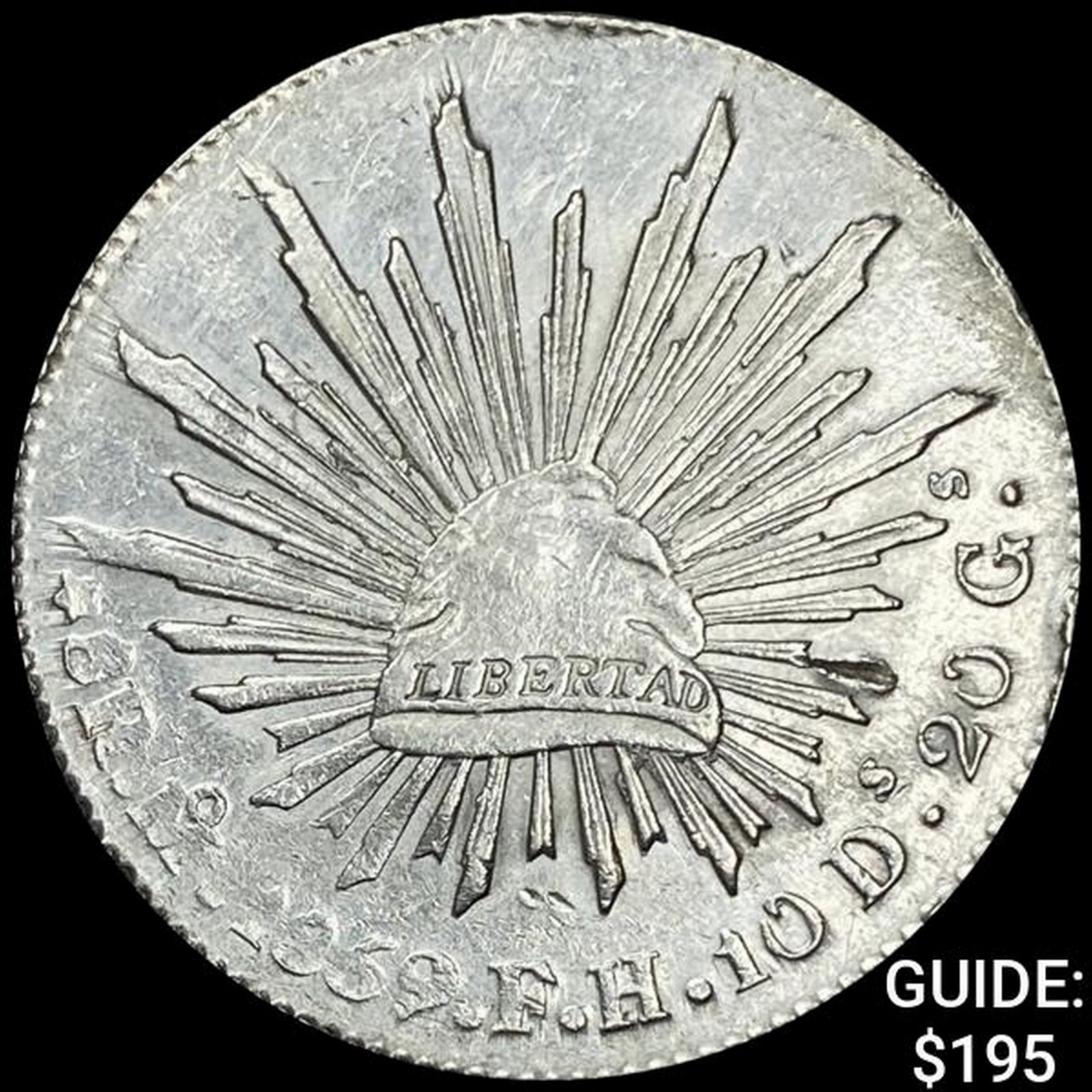 1859Mo FH Mexico Silver 8 Reales CHOICE AU: 1859Mo FH Mexico Silver 8 Reales CHOICE AU