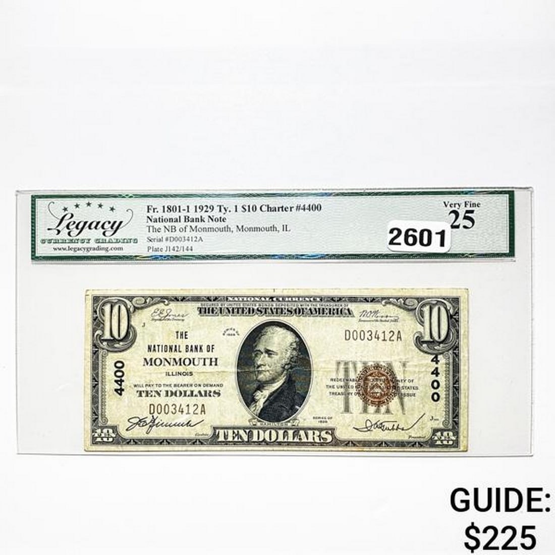 1929 $10 Nat. Bank Note-NB of Illinois LCG FV 25: 1929 $10 Nat. Bank Note-NB of Illinois LCG FV 25