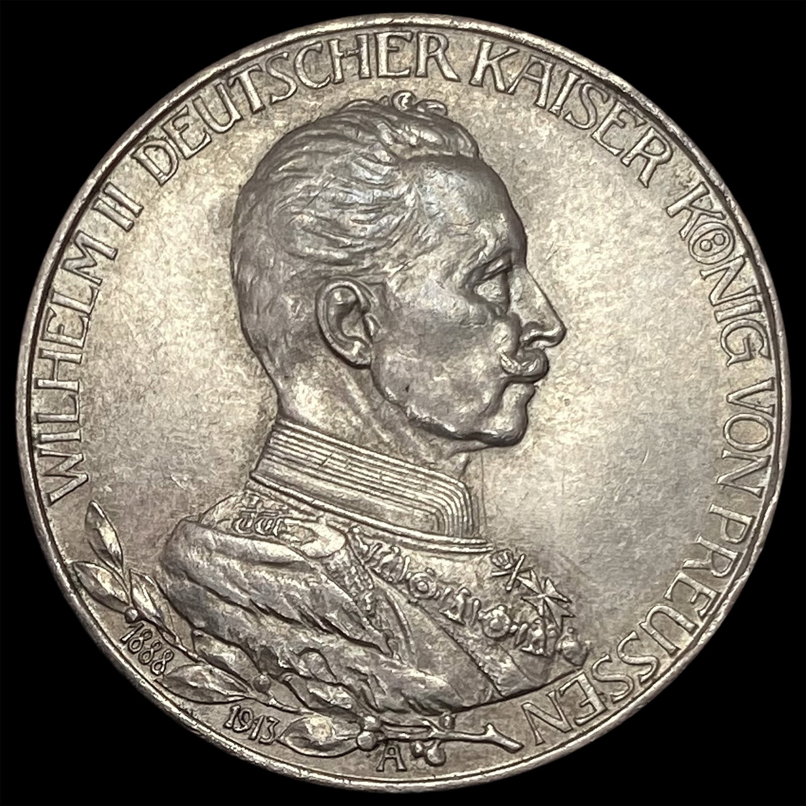 1913-A Germany William II Silver 3 Reichsmark UNCIRCULATED: 1913-A Germany William II Silver 3 Reichsmark UNCIRCULATED