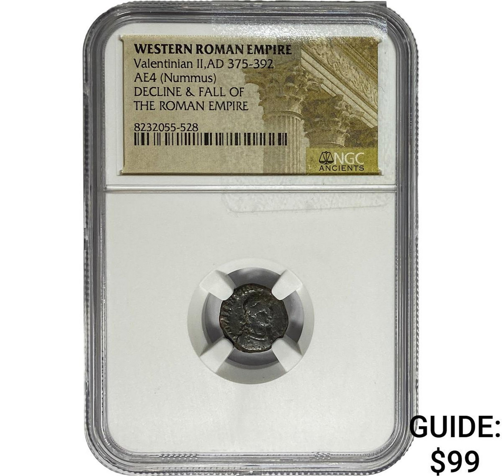 Western Roman Valentinian II, AD 375-392 AE4 Nummus NGC: Western Roman Valentinian II, AD 375-392 AE4 Nummus NGC