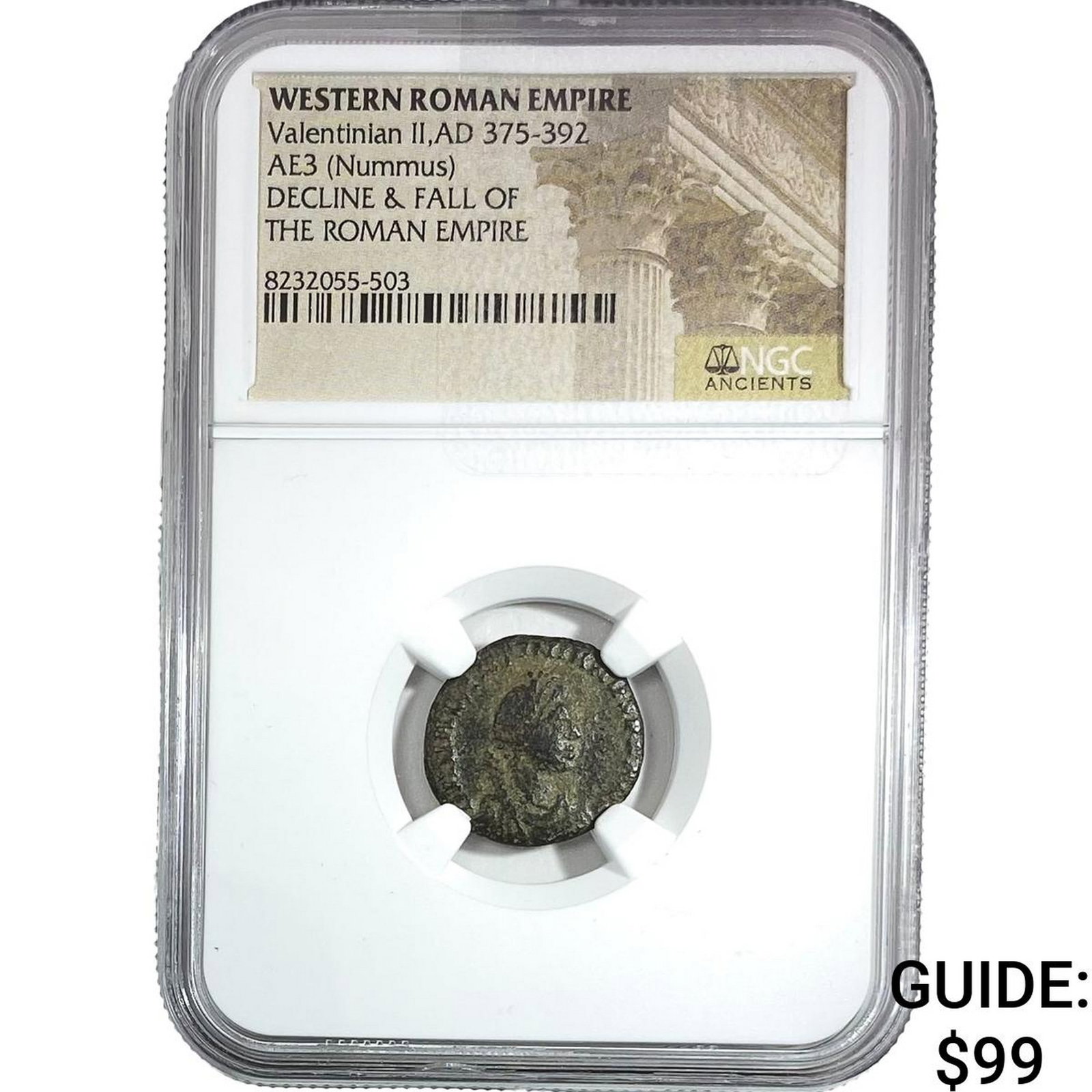 Western Roman Valentinian II AD 375-392 AE3 Nummus NGC: Western Roman Valentinian II AD 375-392 AE3 Nummus NGC