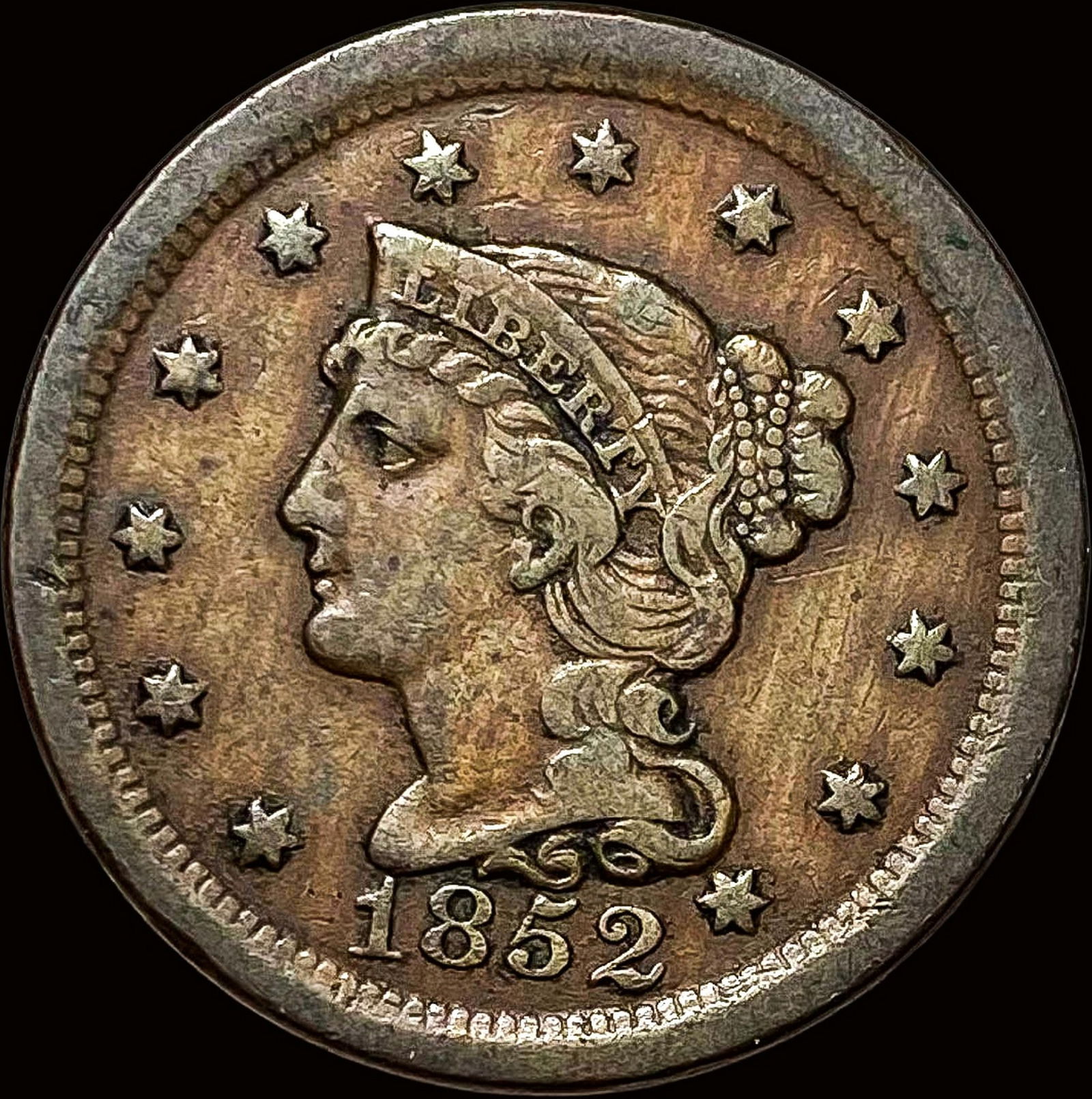 1852 Braided Hair Large Cent LIGHTLY CIRCULATED (1 of 2)