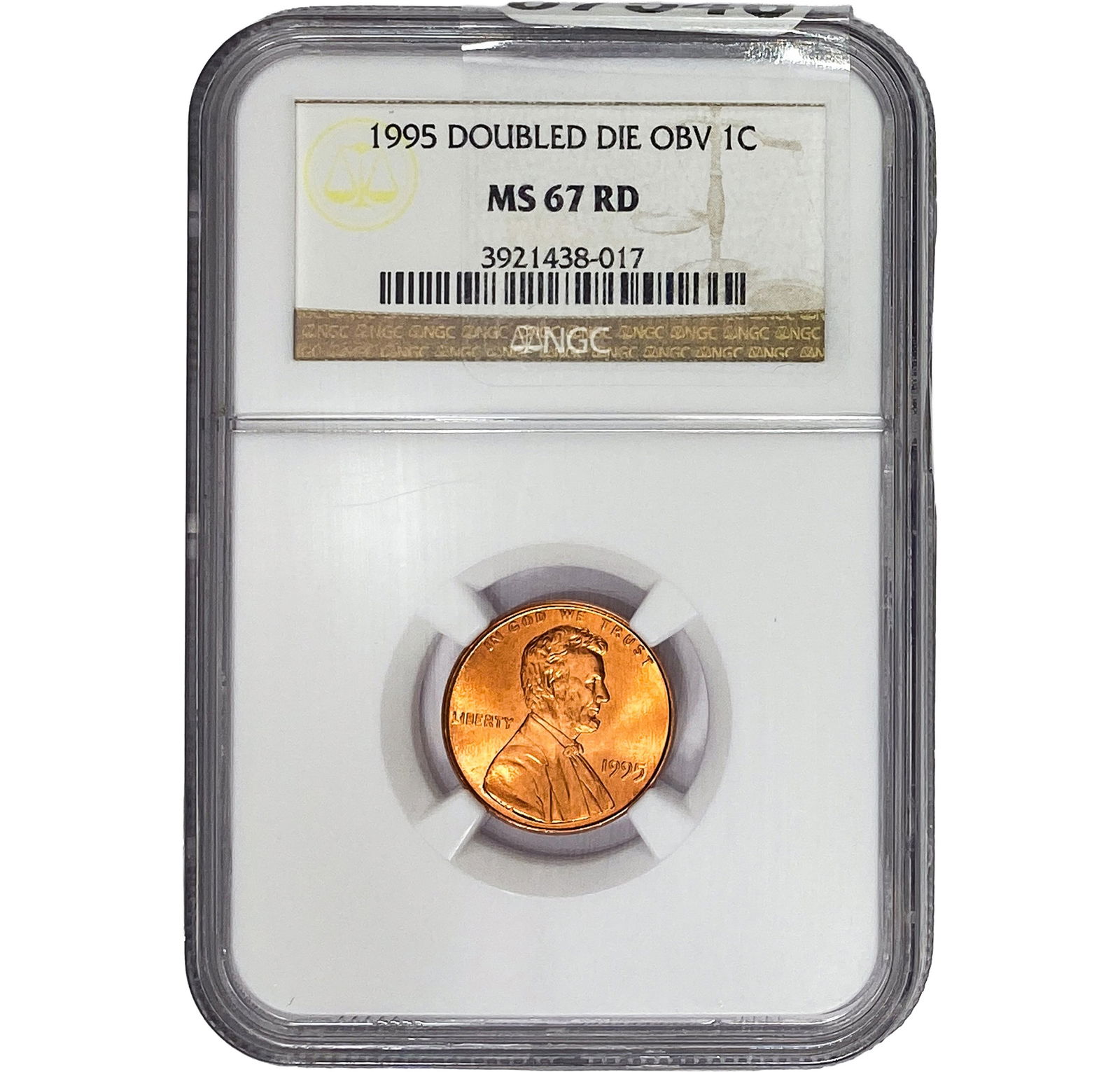 1995 Lincoln Memorial Cent NGC MS67 RD Double Die Obv (1 of 2)