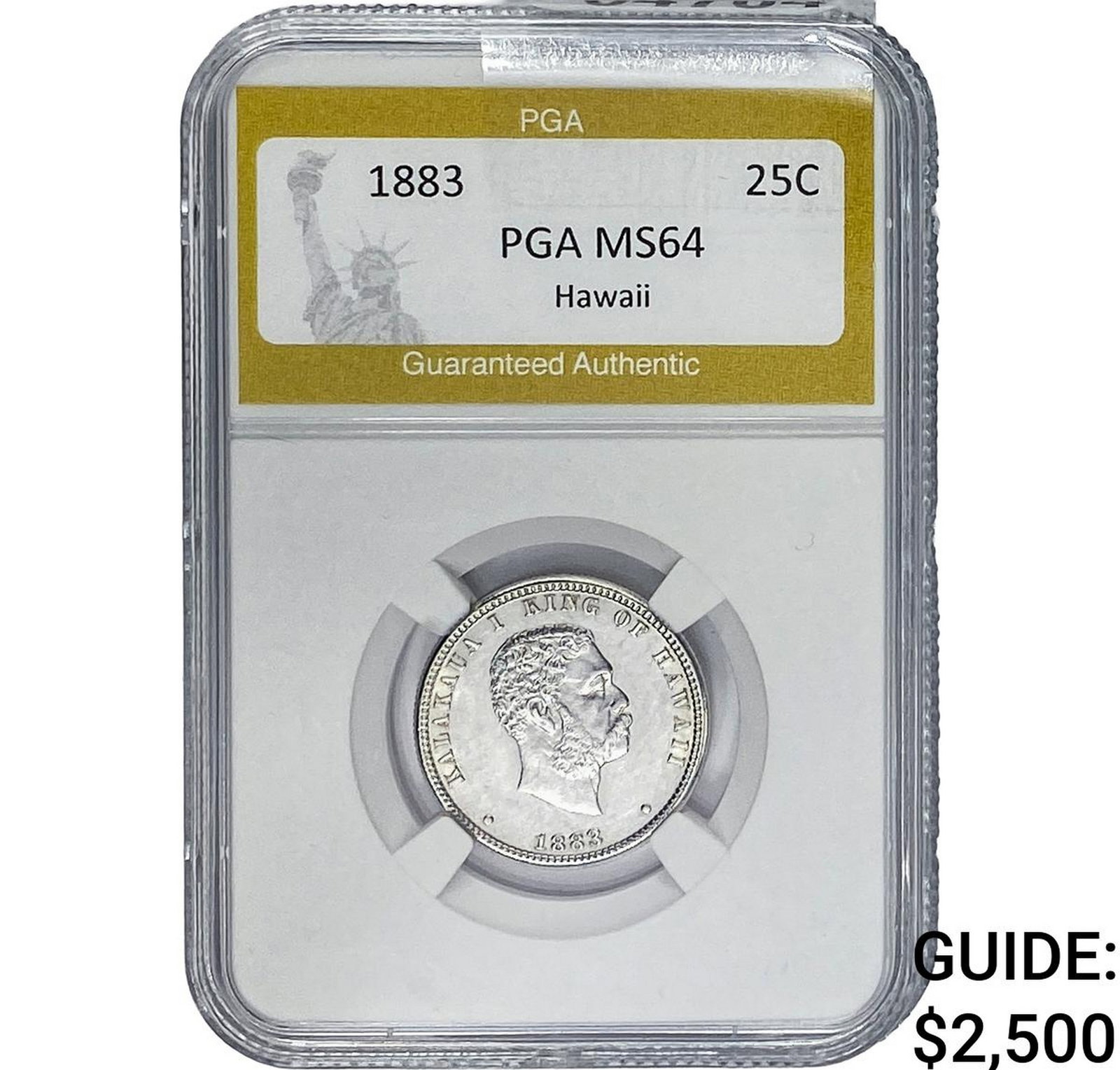 1883 Kingdom of Hawaii Quarter PGA MS64: 1883 Kingdom of Hawaii Quarter PGA MS64