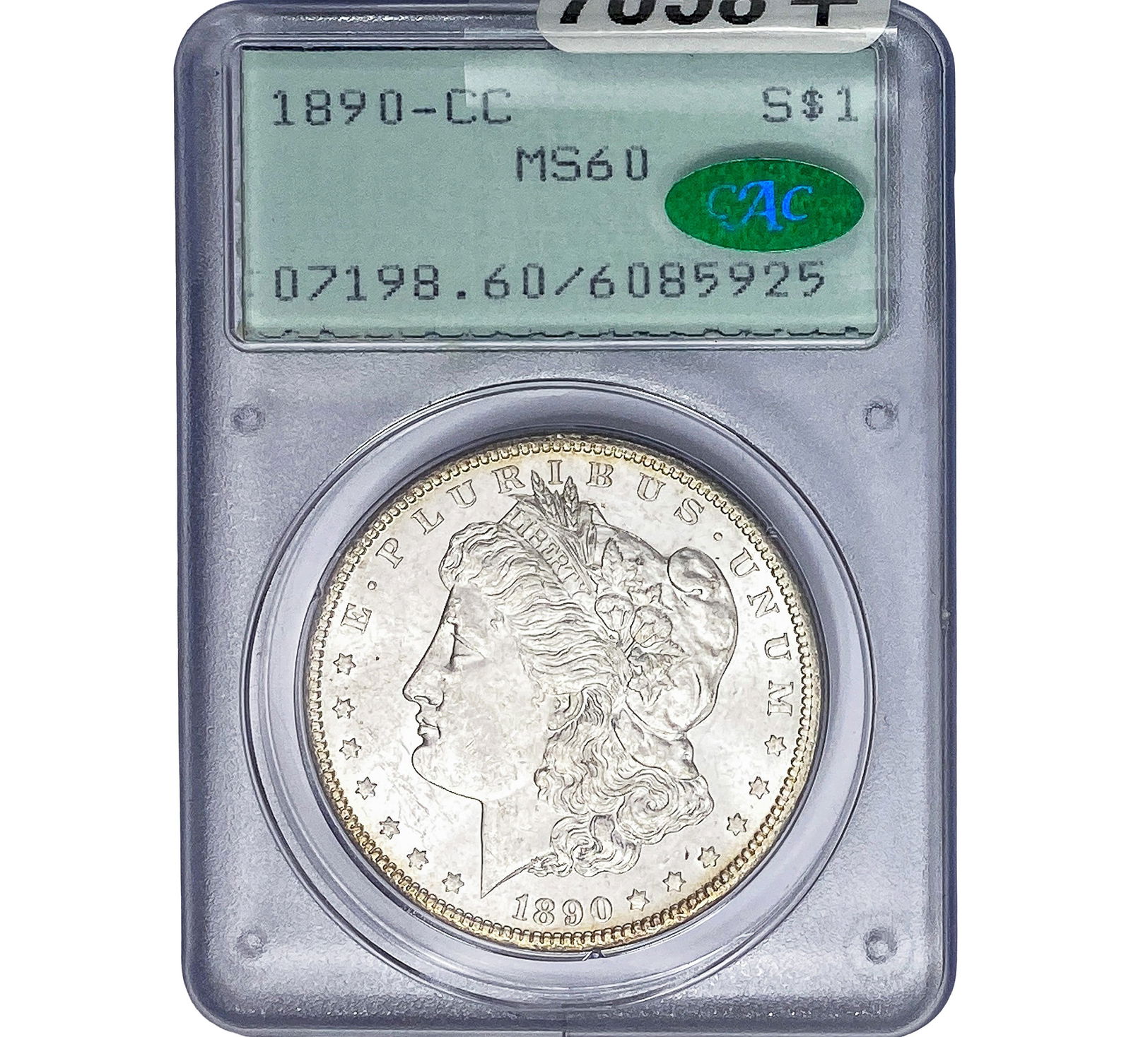 1890-CC CAC Morgan Silver Dollar PCGS MS60 (1 of 2)