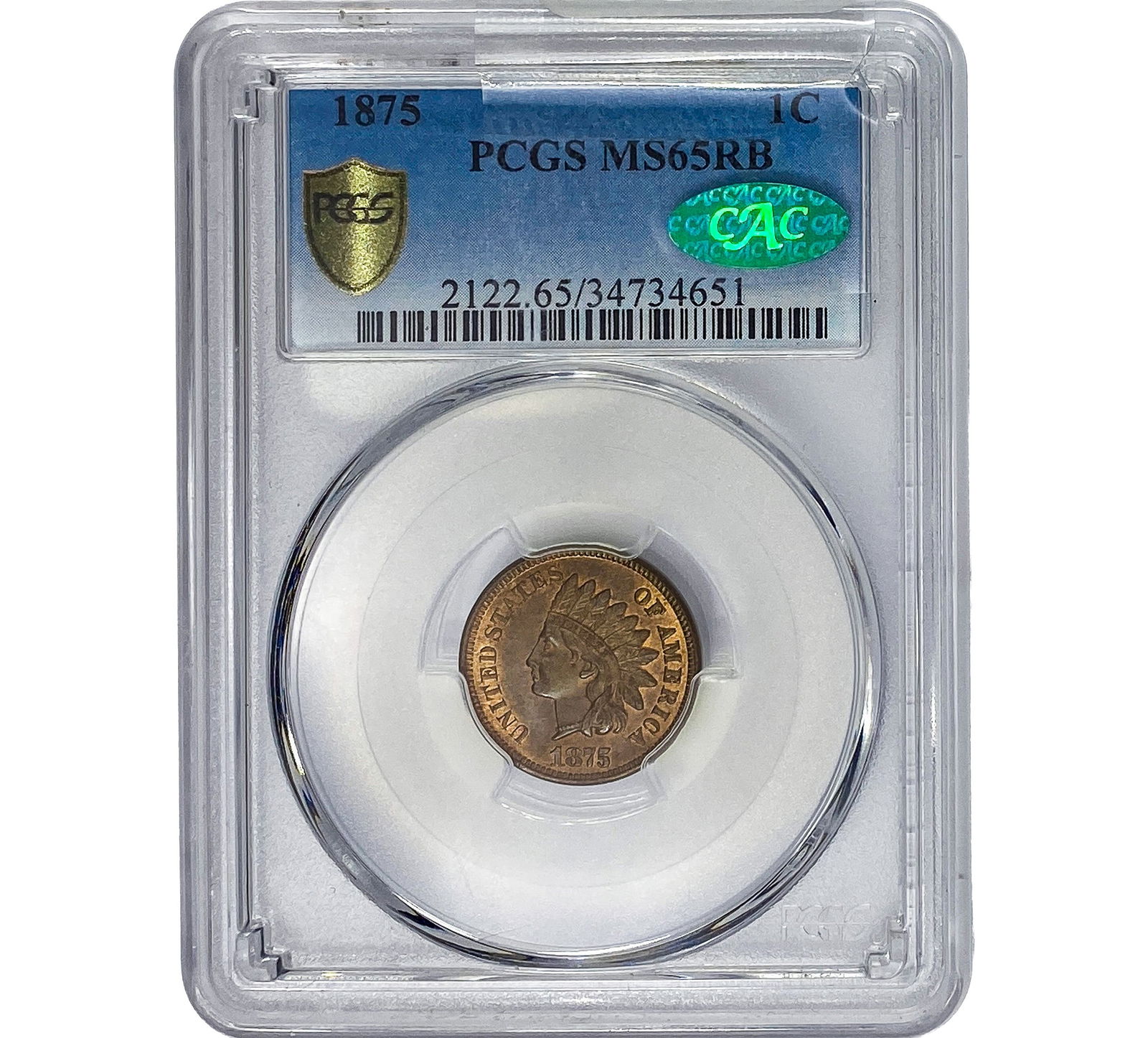 1875 CAC Indian Head Cent PCGS MS65 RB (1 of 2)