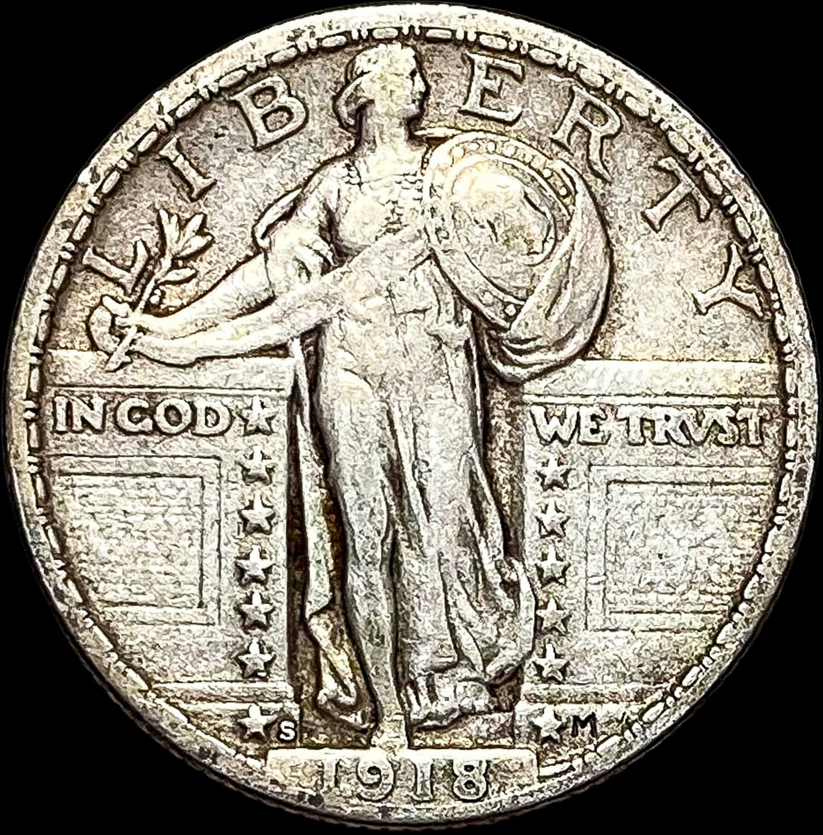1918-S Standing Liberty Quarter NEARLY UNCIRCULATED: 1918-S Standing Liberty Quarter NEARLY UNCIRCULATED