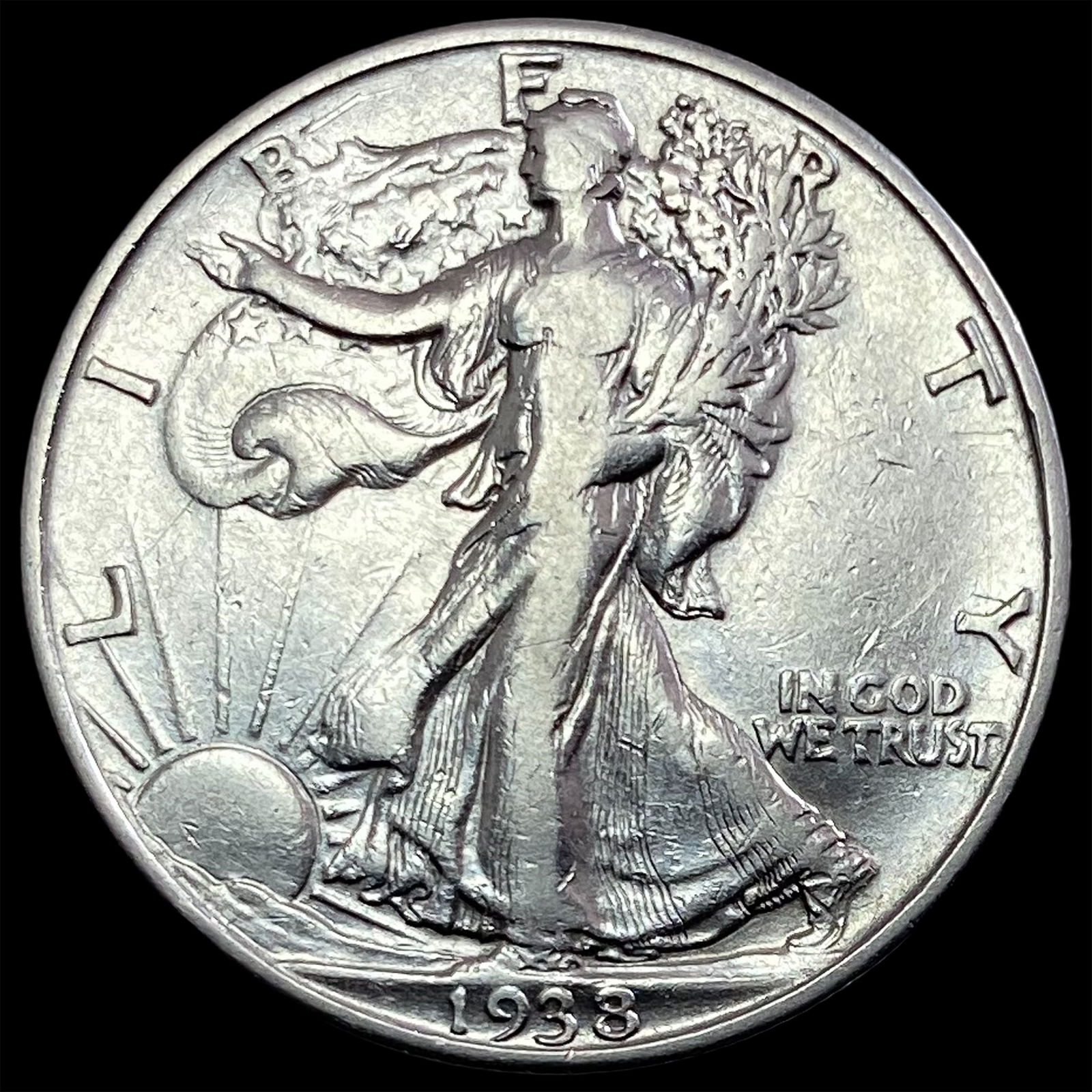1938-D Silver Walking Liberty Half Dollar ABOUT UNCIRCULATED (1 of 2)