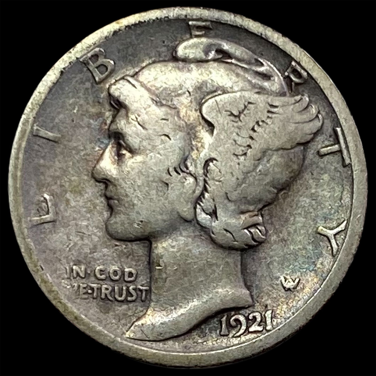 1921-D Silver Mercury Dime NICELY CIRCULATED (1 of 2)