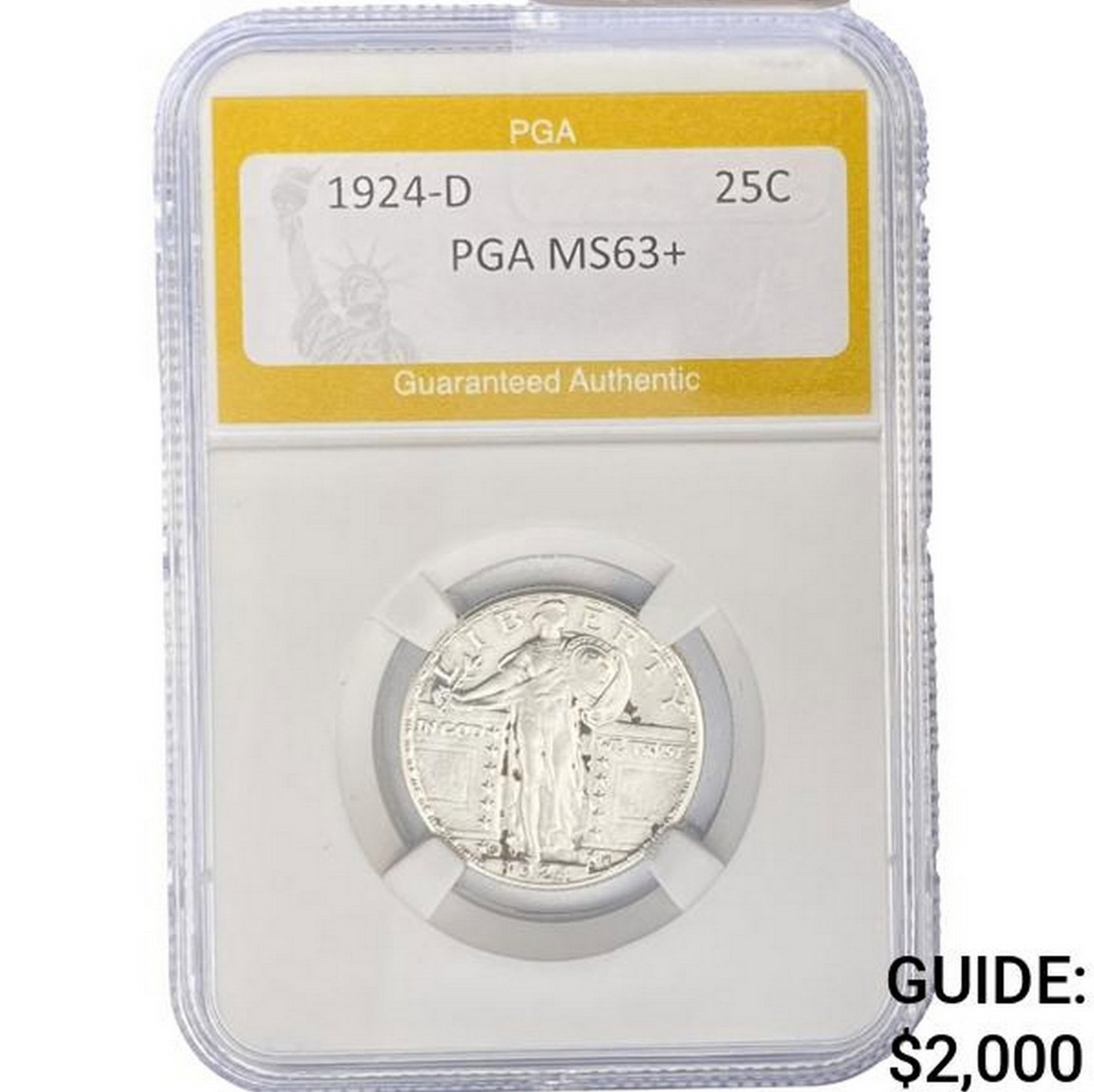 1924-D Standing Liberty Quarter PGA MS63+: 1924-D Standing Liberty Quarter PGA MS63+