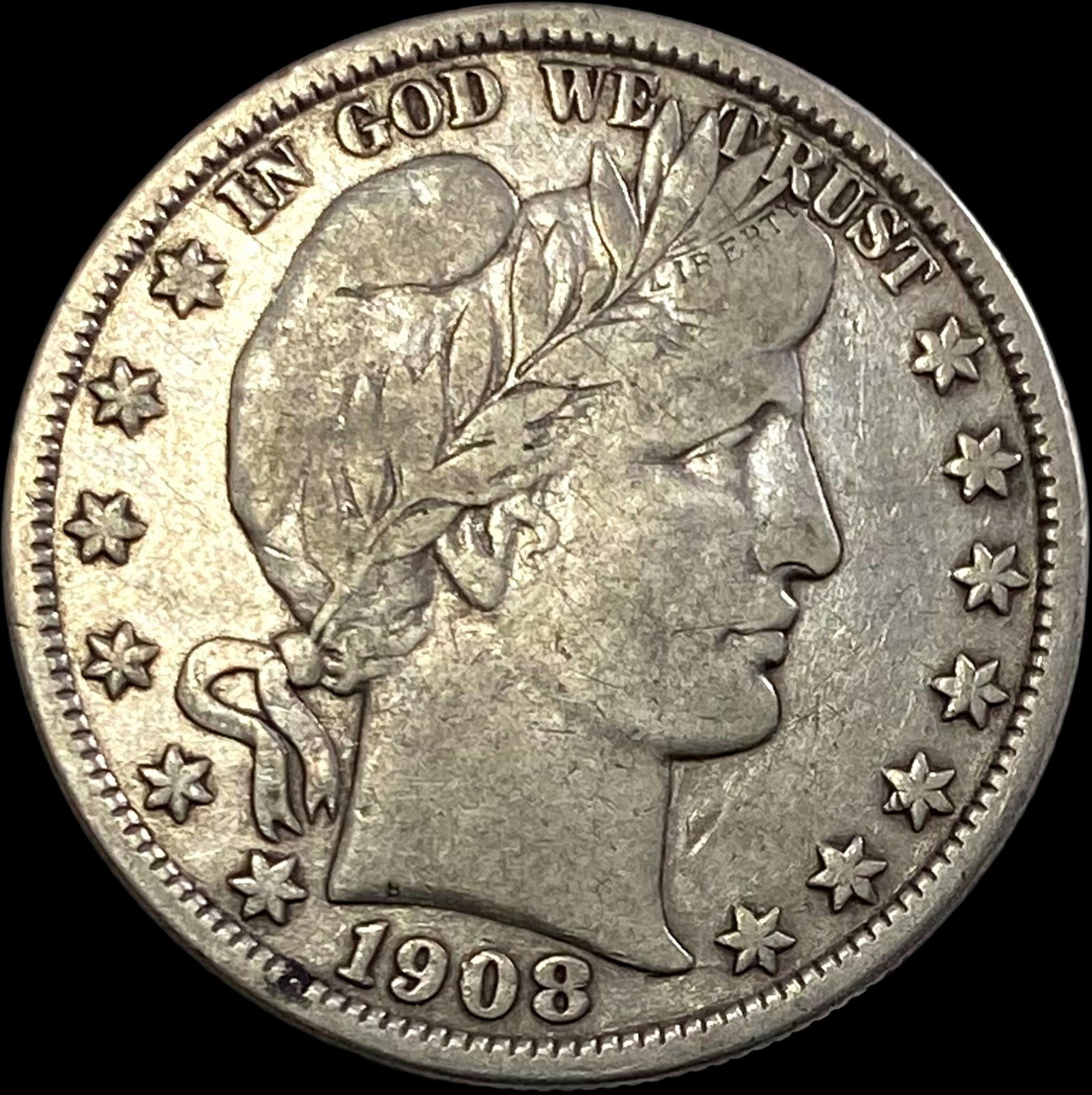 1908-O Silver Barber Half Dollar ABOUT UNCIRCULATED (1 of 2)