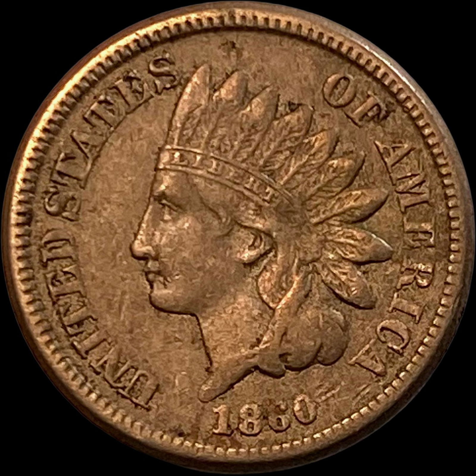 1860 Copper-Nickel Indian Head Cent NEARLY UNCIRCULATED (1 of 2)
