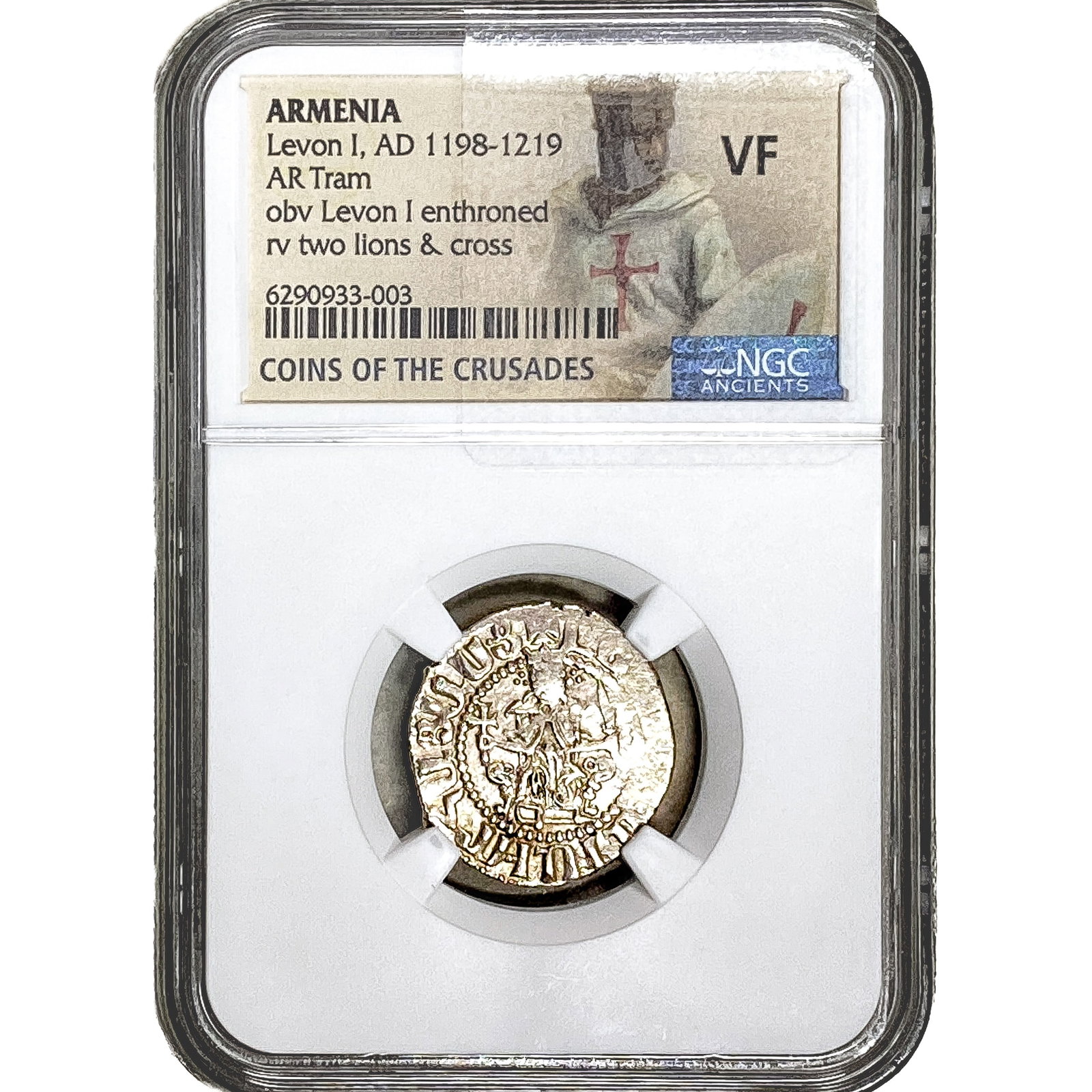 Armenia Levon I, AD 1198-1219 Silver Tram NGC VF: Armenia Levon I, AD 1198-1219 Silver Tram NGC VF