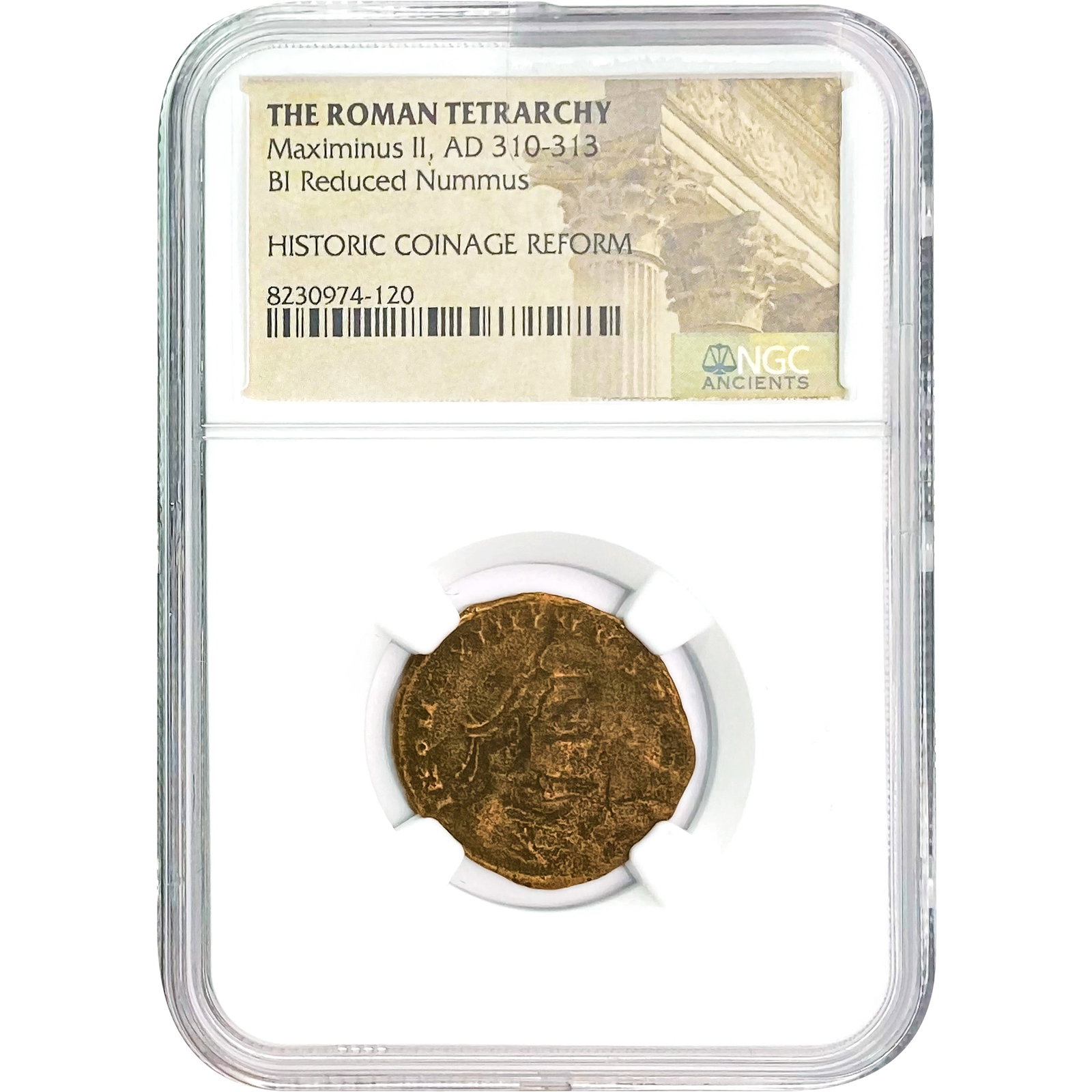 Roman Maximinus II AD 310-313 BI Reduced Nummus NGC: Roman Maximinus II AD 310-313 BI Reduced Nummus NGC