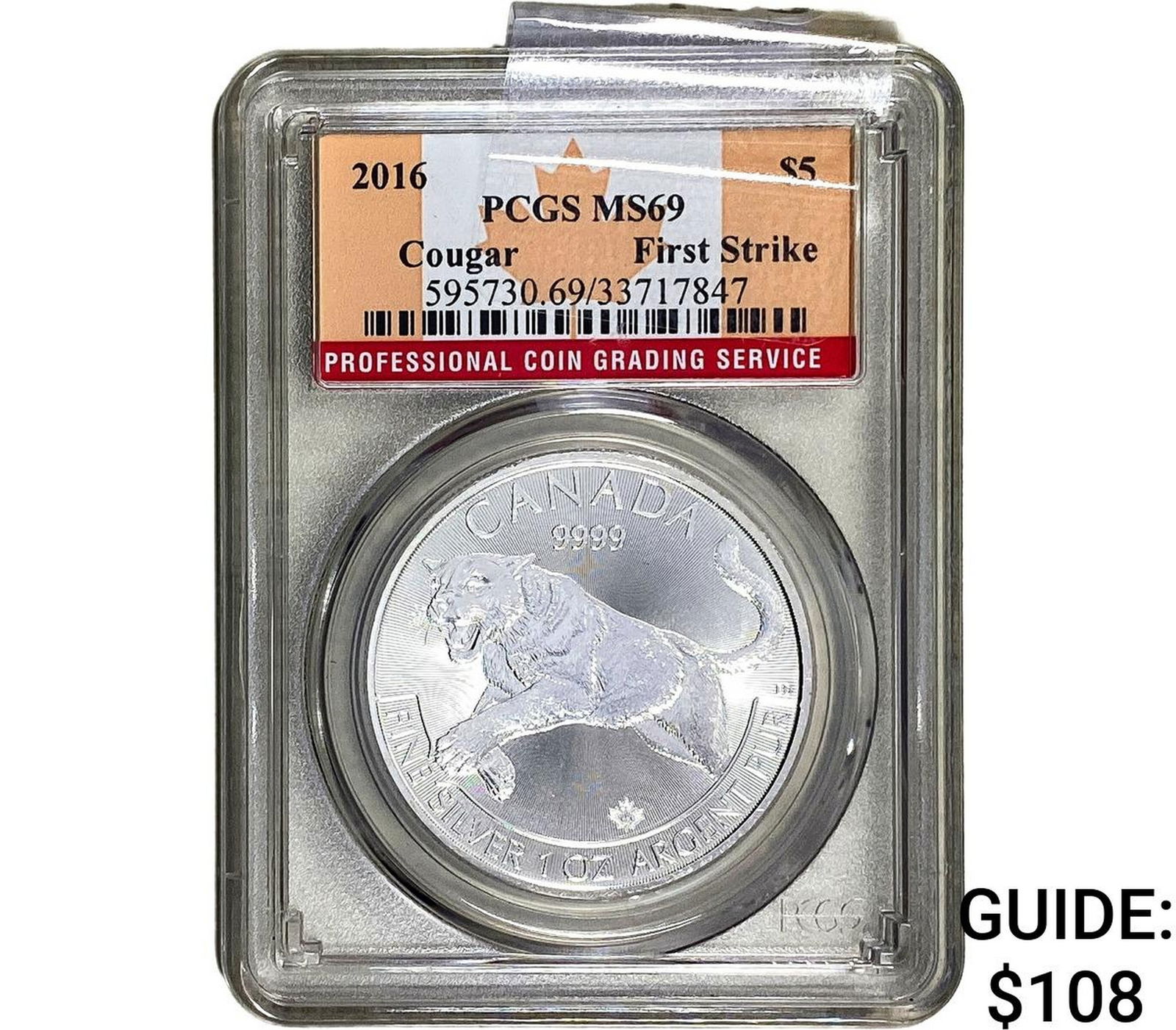 2016 Canada Silver $5 Cougar PCGS MS69 (1 of 2)