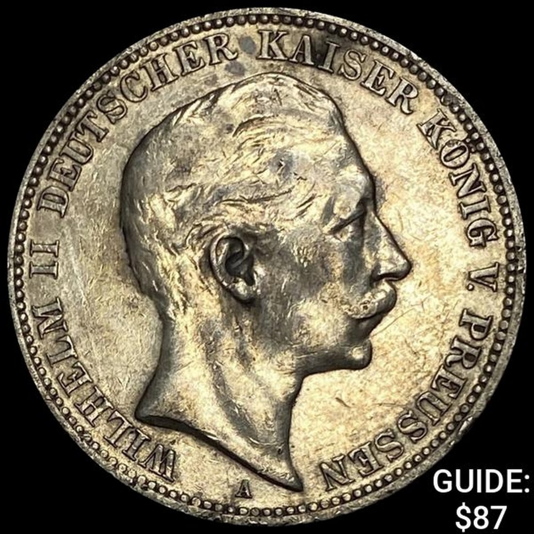 1909-A Prussia Silver 3 Reichsmark CLOSELY UNCIRCULATED (1 of 2)
