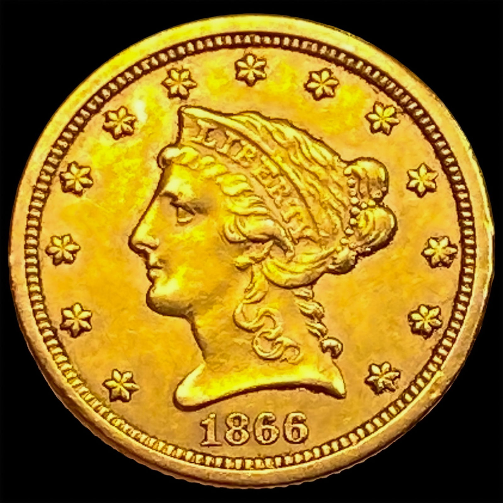 1866-S $2.50 Gold Quarter Eagle UNCIRCULATED (1 of 2)