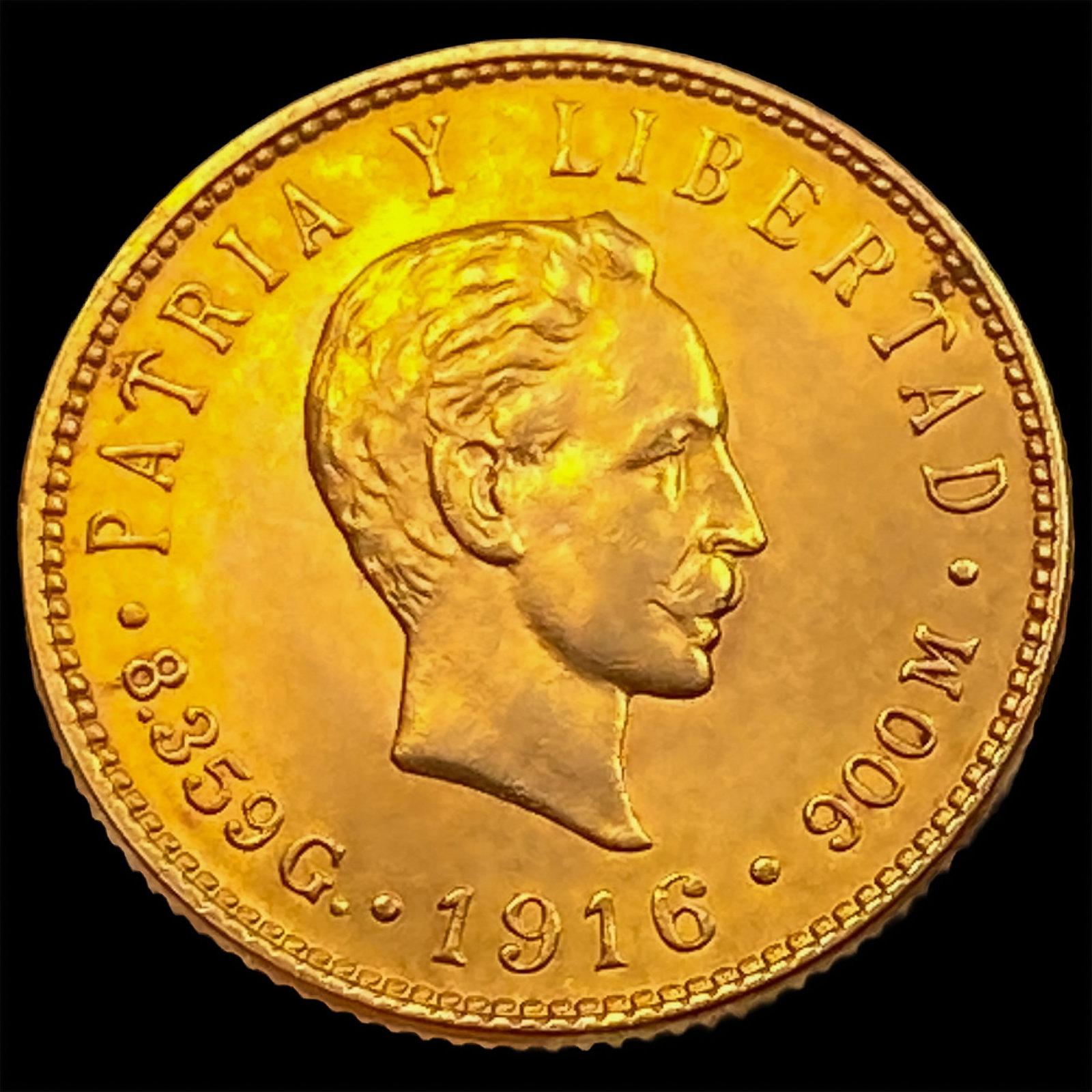 1916 Gold Cuban 5 Pesos CHOICE BU: 1916 Gold Cuban 5 Pesos CHOICE BU