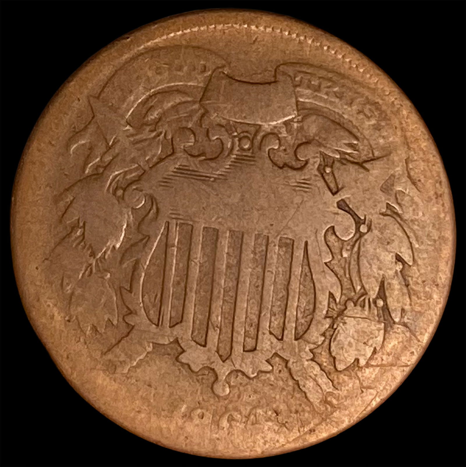 1864 Copper 2 Cent Piece NEARLY UNCIRCULATED (1 of 2)