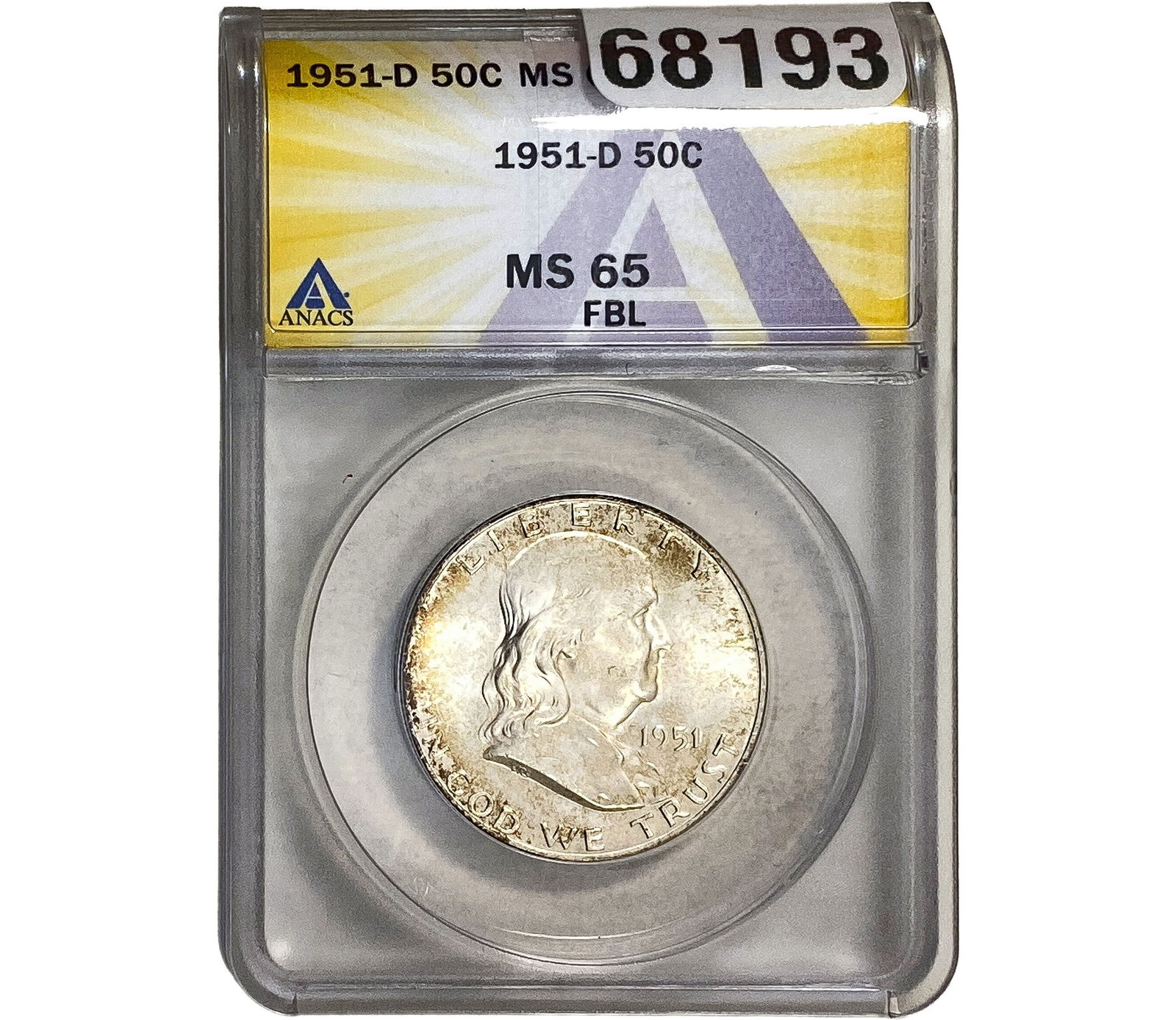 1951-D Franklin Half Dollar ANACS MS65 FBL (1 of 2)
