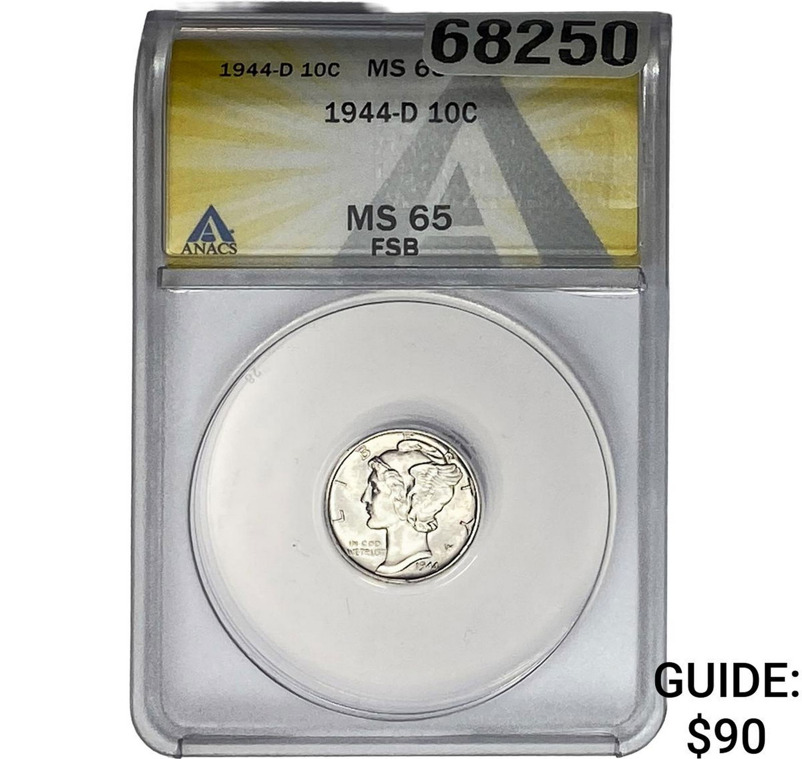 1944-D Mercury Silver Dime ANACS MS65 FSB (1 of 2)