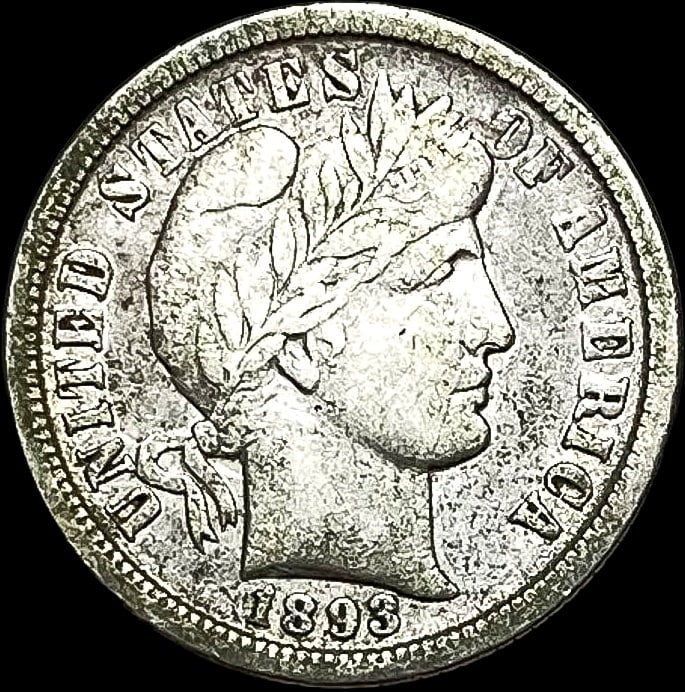 1893-O Silver Barber Dime NEARLY UNCIRCULATED (1 of 2)