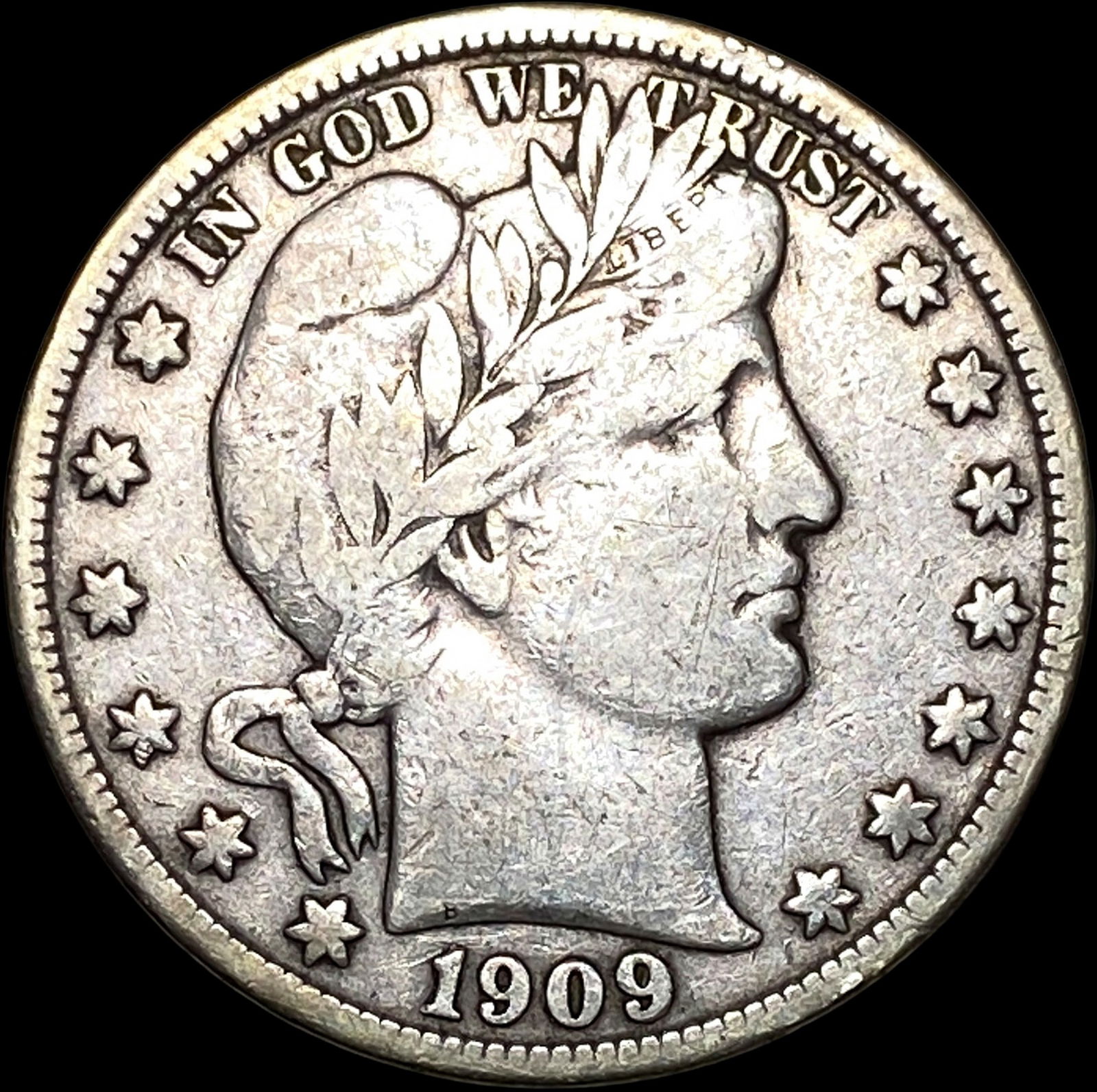 1909-S Silver Barber Half Dollar LIGHTLY CIRCULATED (1 of 2)