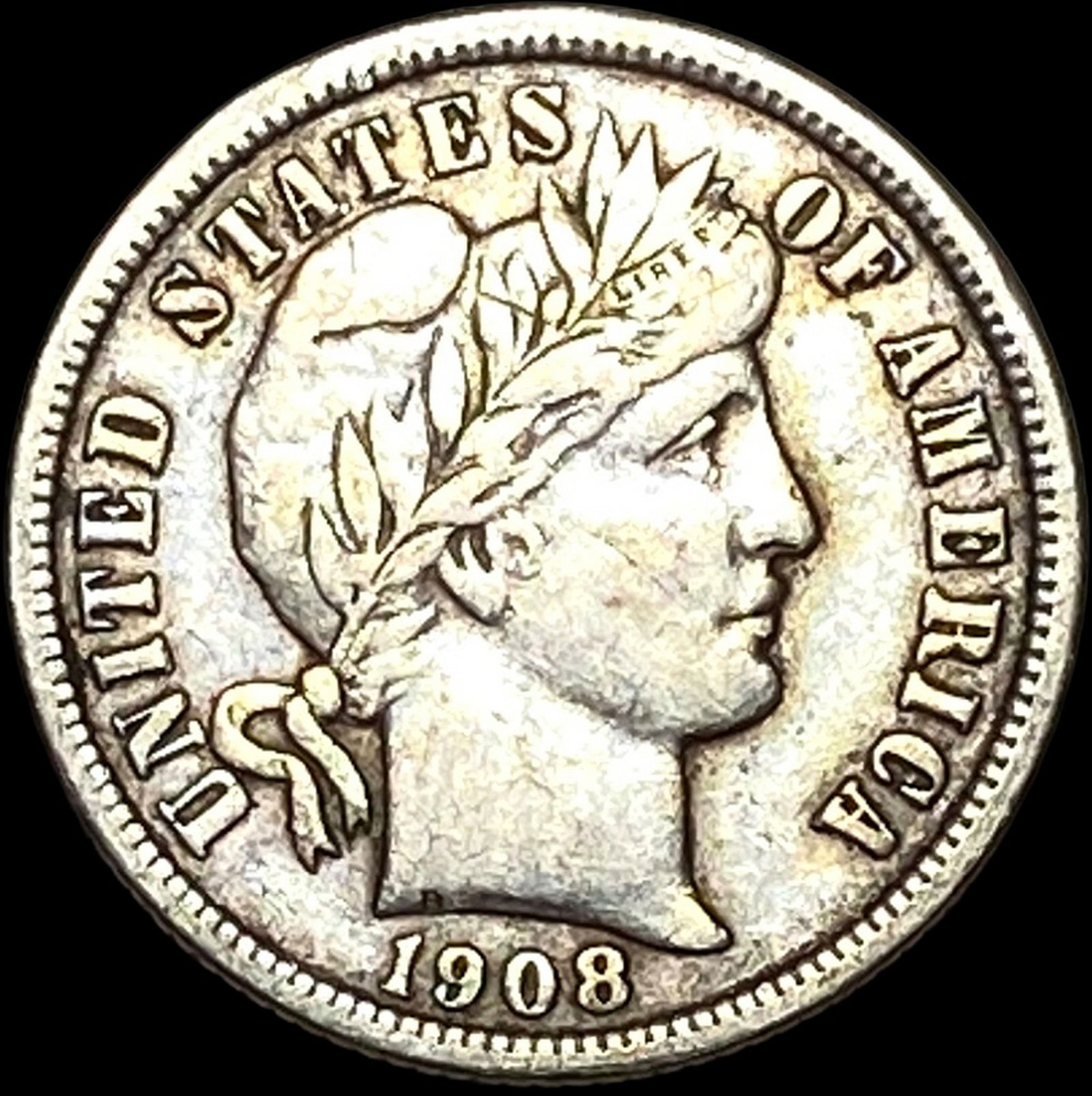 1908-O Silver Barber Dime CLOSELY UNCIRCULATED (1 of 2)