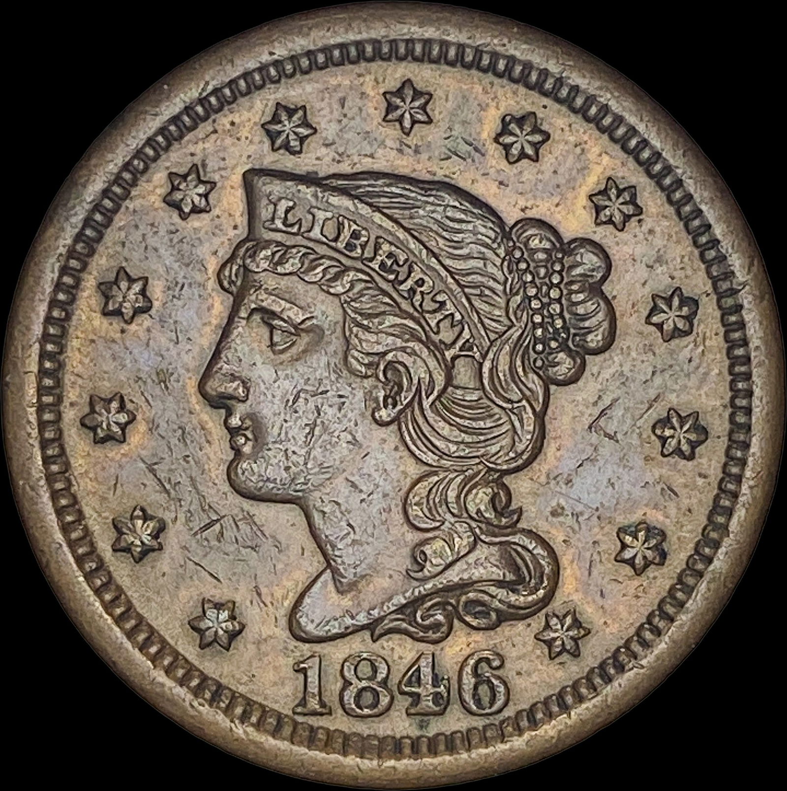 1846 Braided Hair Large Cent UNCIRCULATED (1 of 2)