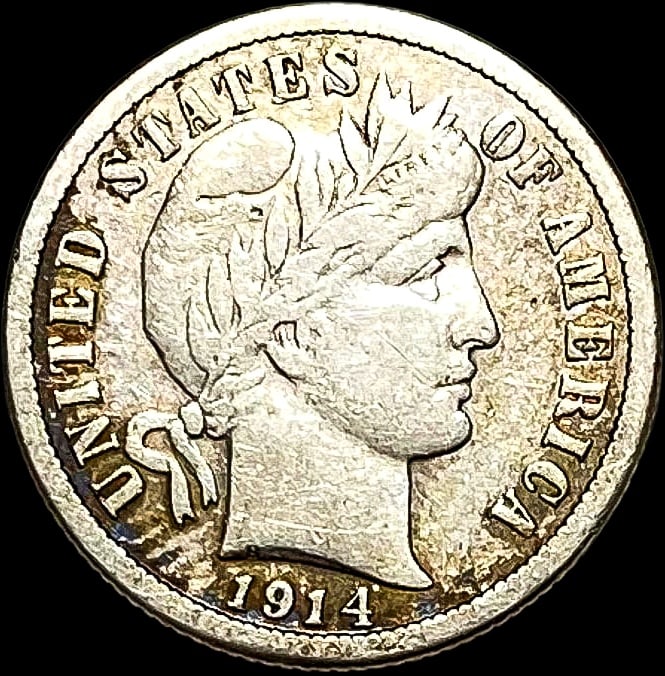 1914-S Silver Barber Dime NEARLY UNCIRCULATED (1 of 2)