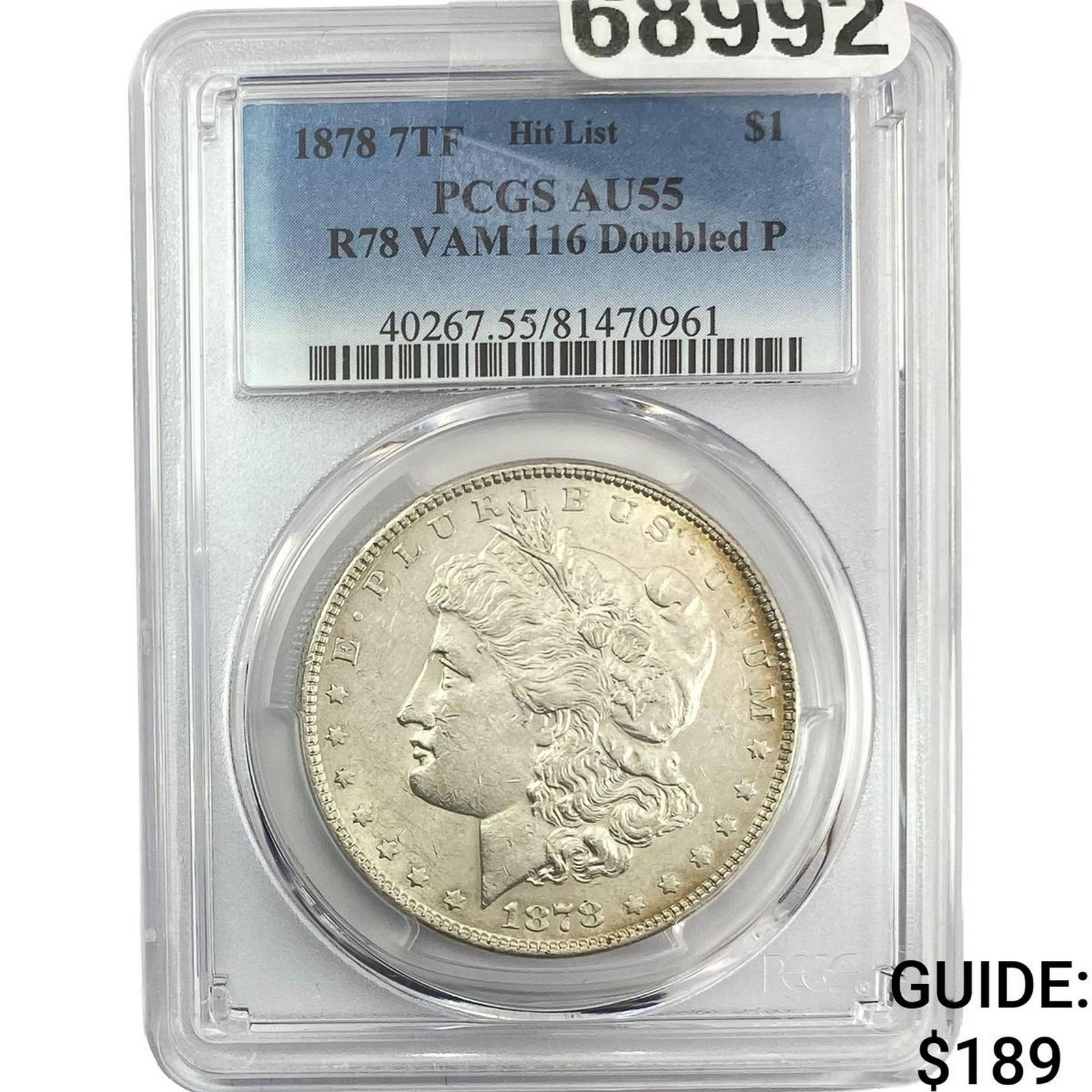 1878 7TF Morgan Silver Dollar PCGS AU55 R78 VAM116 (1 of 2)