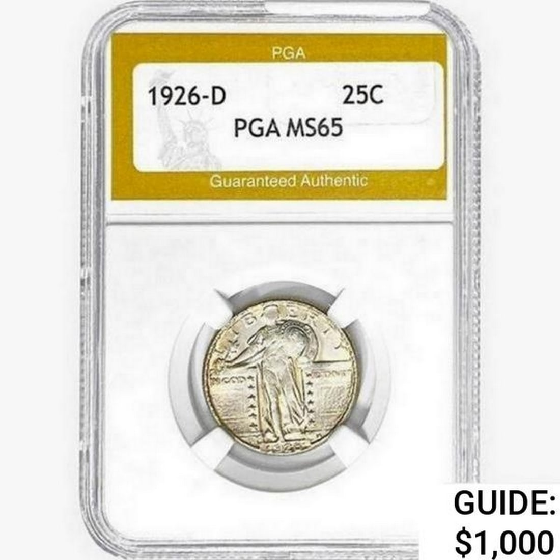 1926-D Standing Liberty Quarter PGA MS65: 1926-D Standing Liberty Quarter PGA MS65