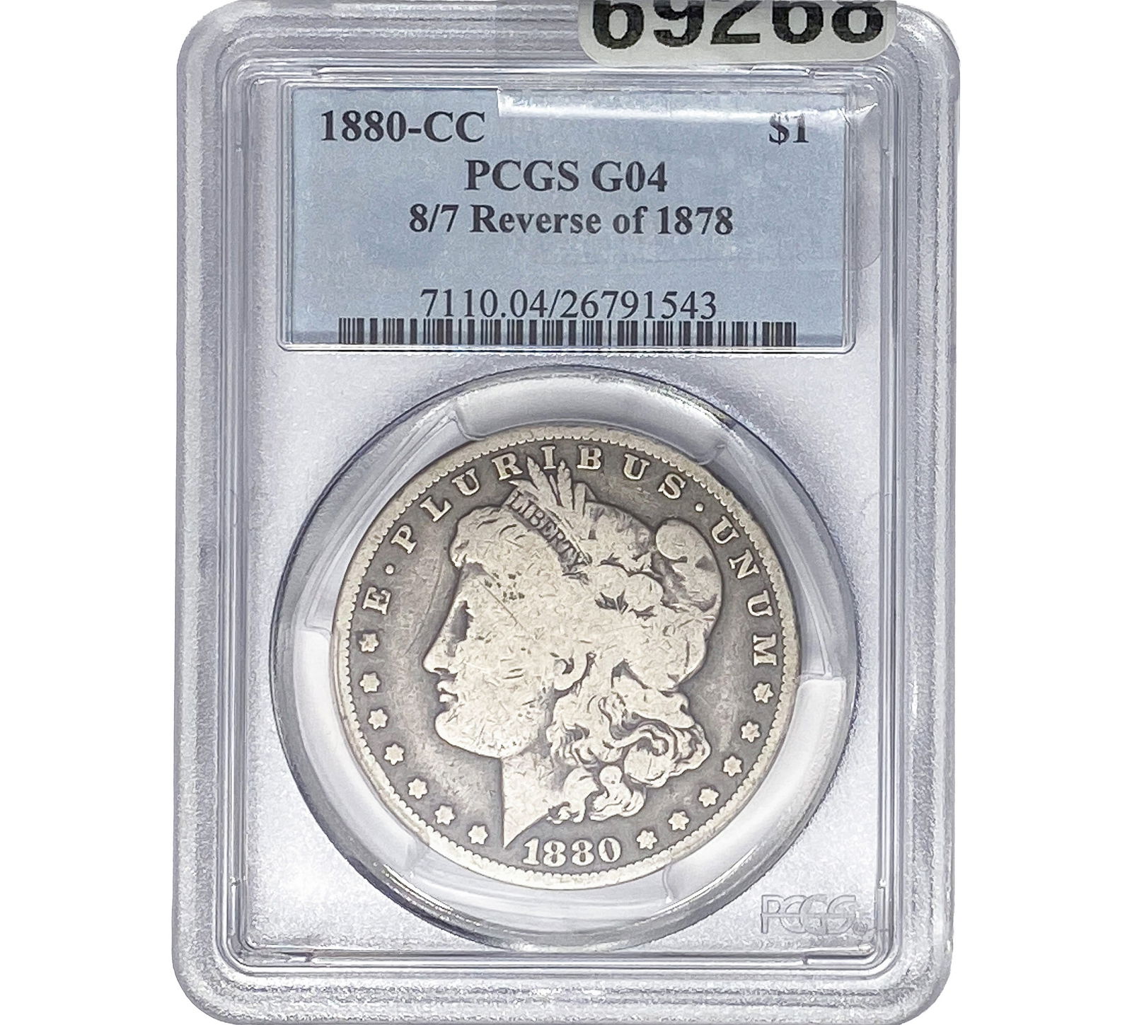1880-CC 8/7 Rev of 1878 Morgan Silver Dollar PCGS G04 (1 of 2)