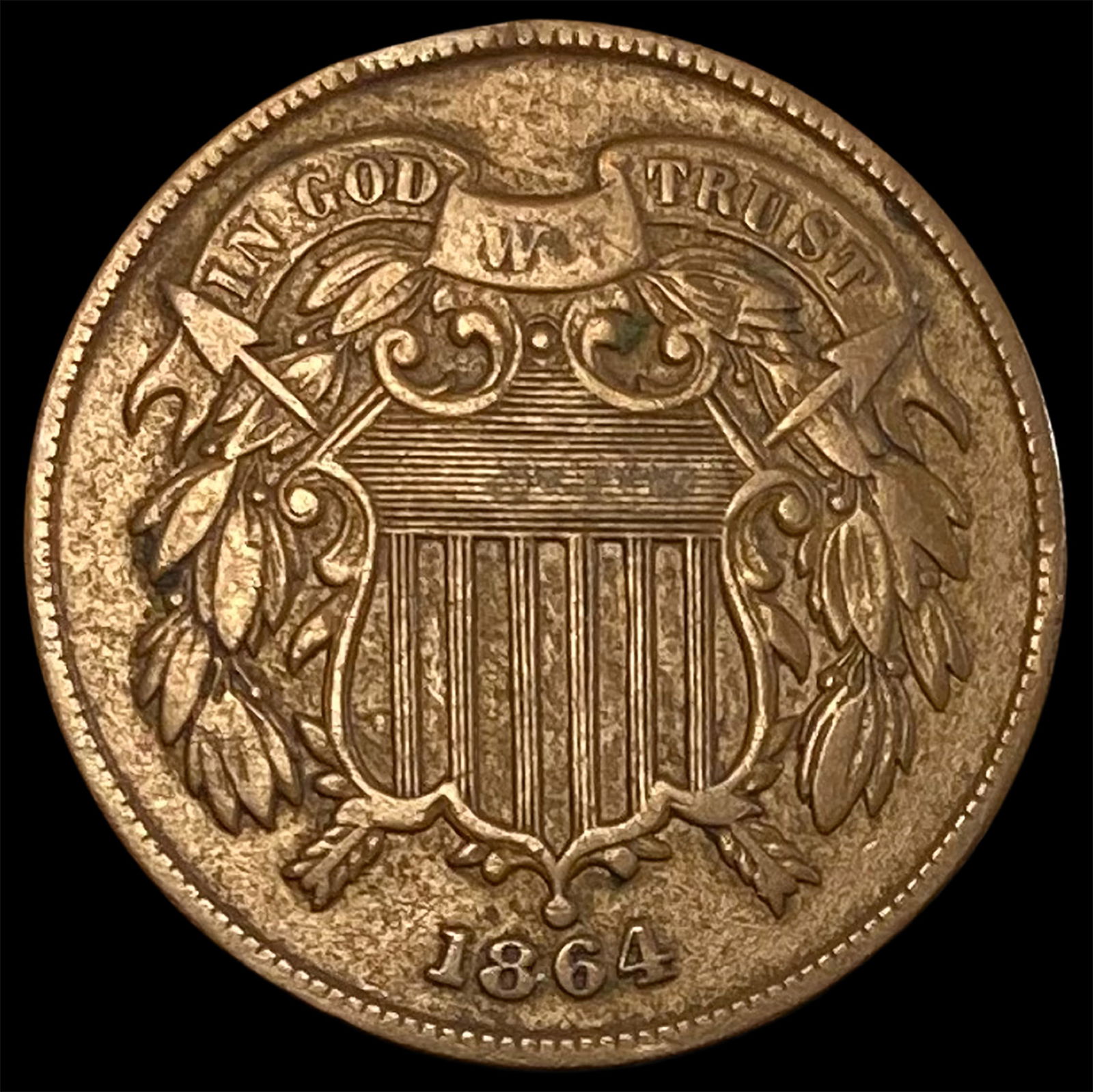 1864 Bronze Two-Cent Piece LIGHTLY CIRCULATED (1 of 2)