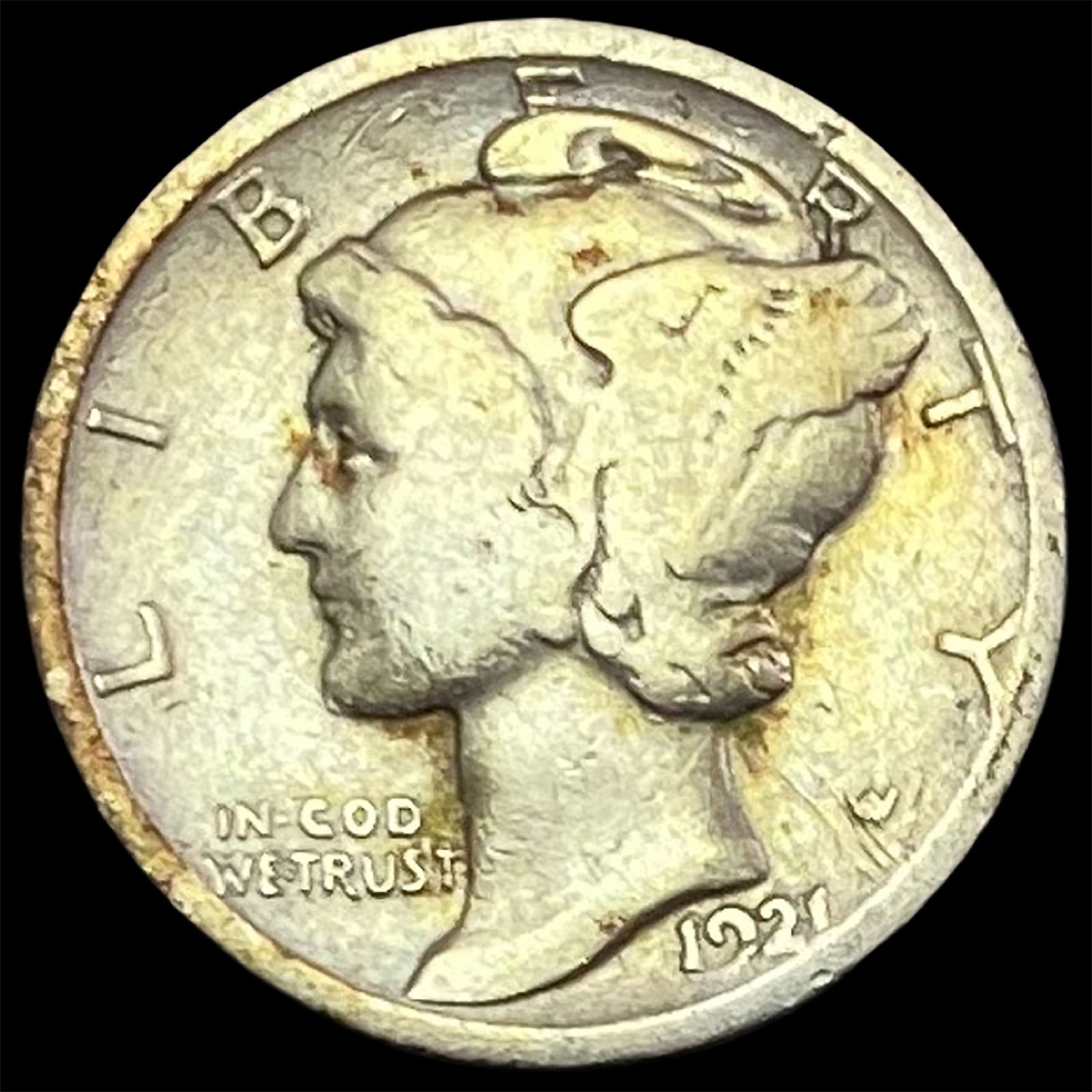 1921 Silver Mercury Dime NICELY CIRCULATED (1 of 2)
