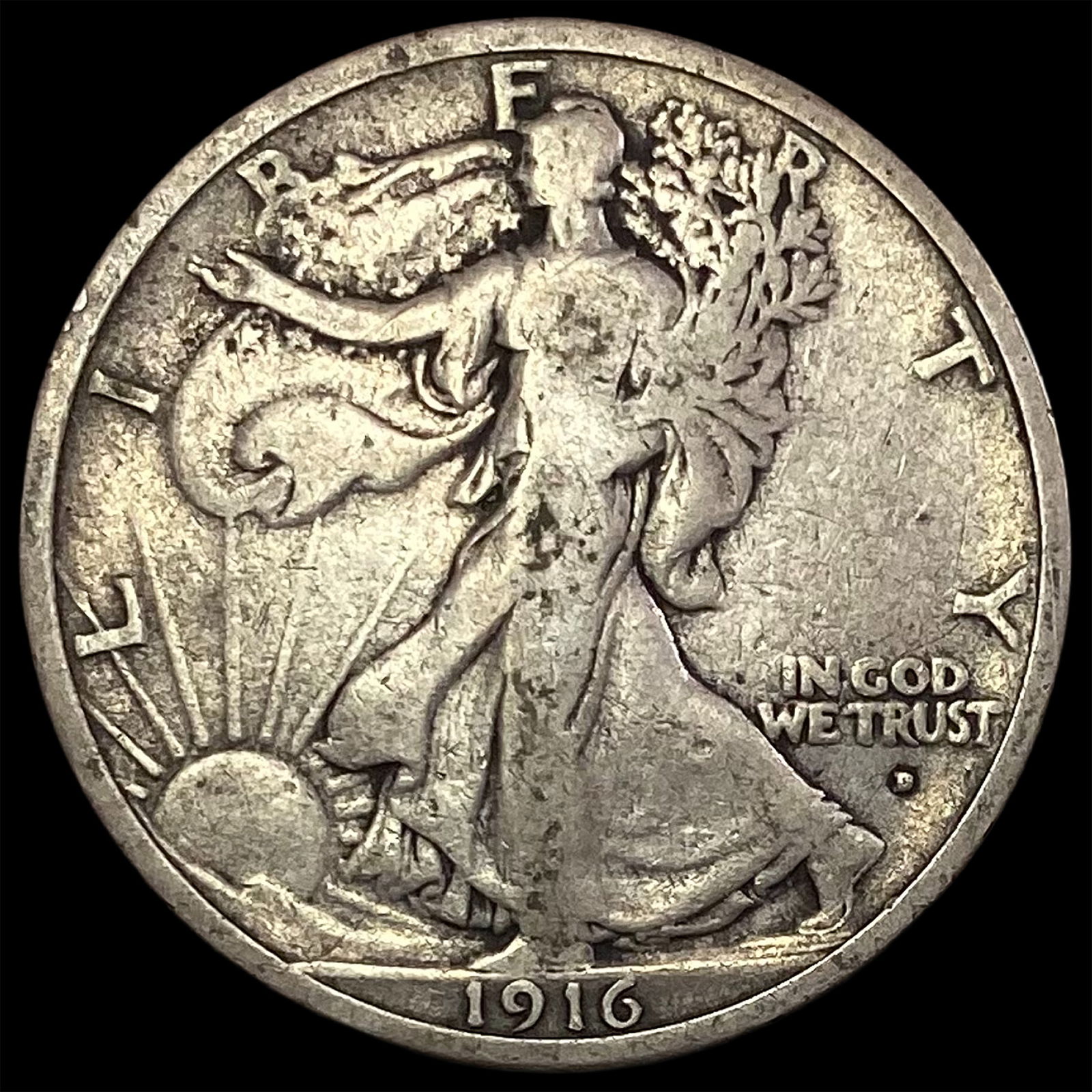 1916-D Walking Liberty Half Dollar LIGHTLY CIRCULATED (1 of 2)