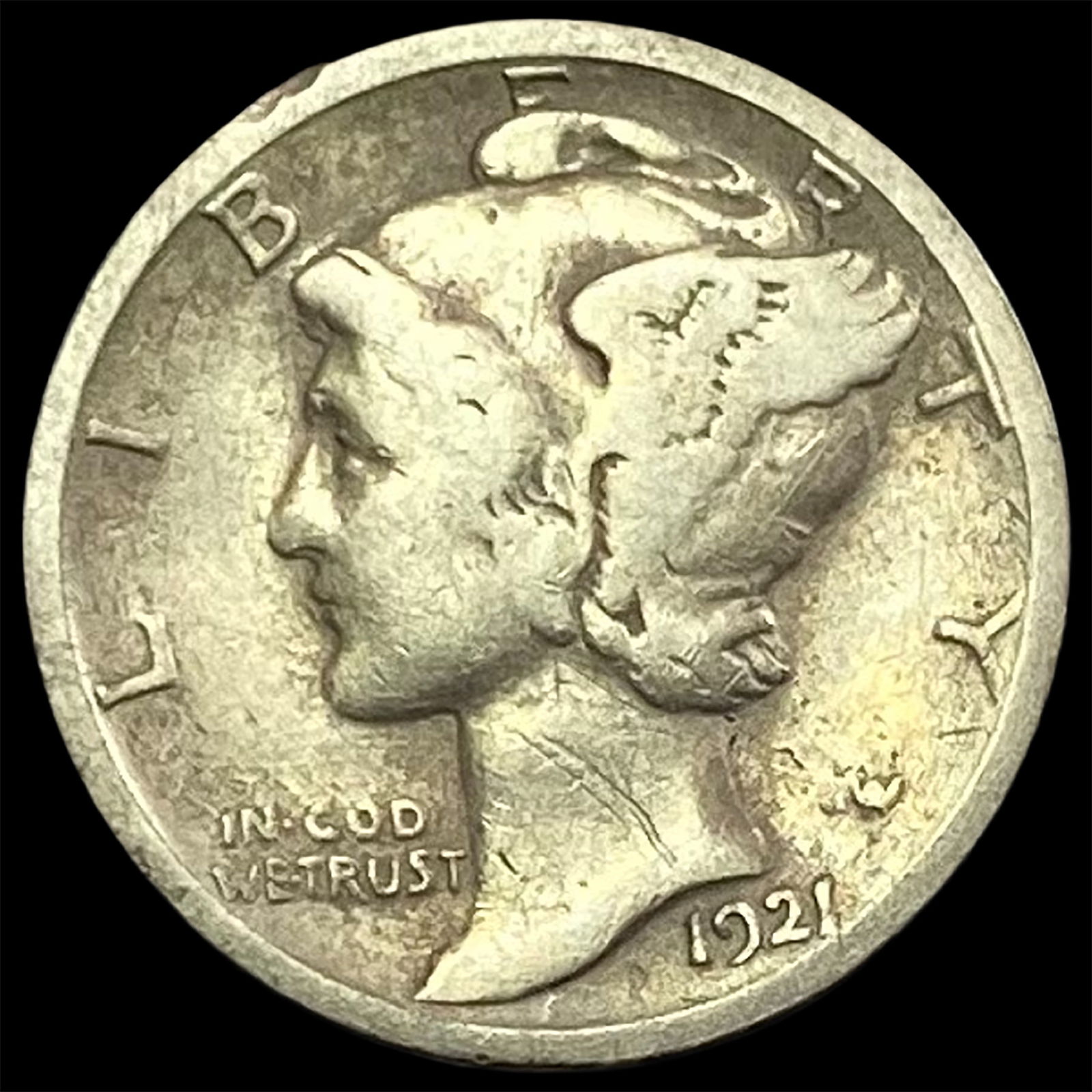1921-D Silver Mercury Dime LIGHTLY CIRCULATED (1 of 2)