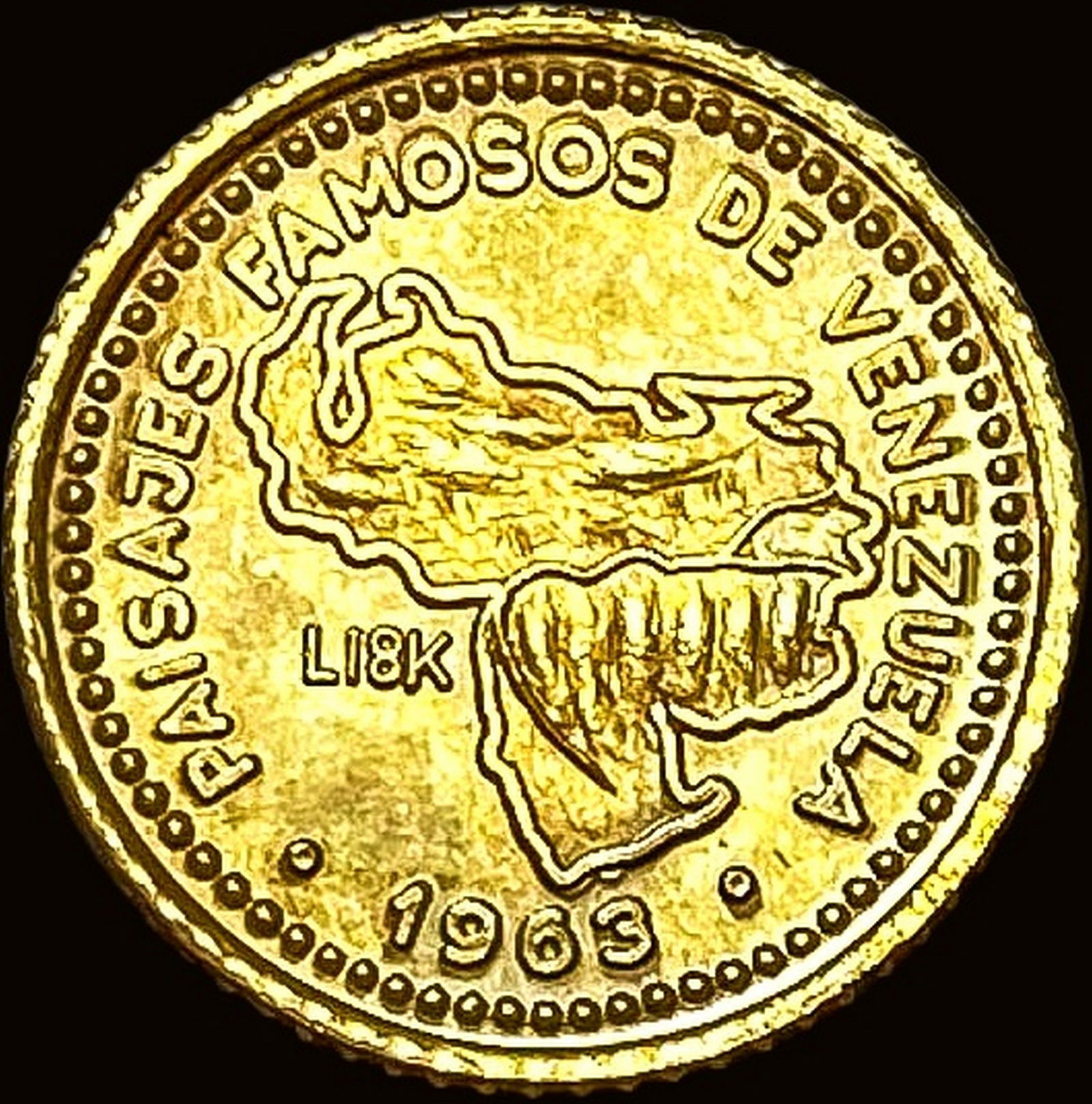 1963 Venezuela Gold Paisajes Famosos Medal HIGH GRADE (1 of 2)