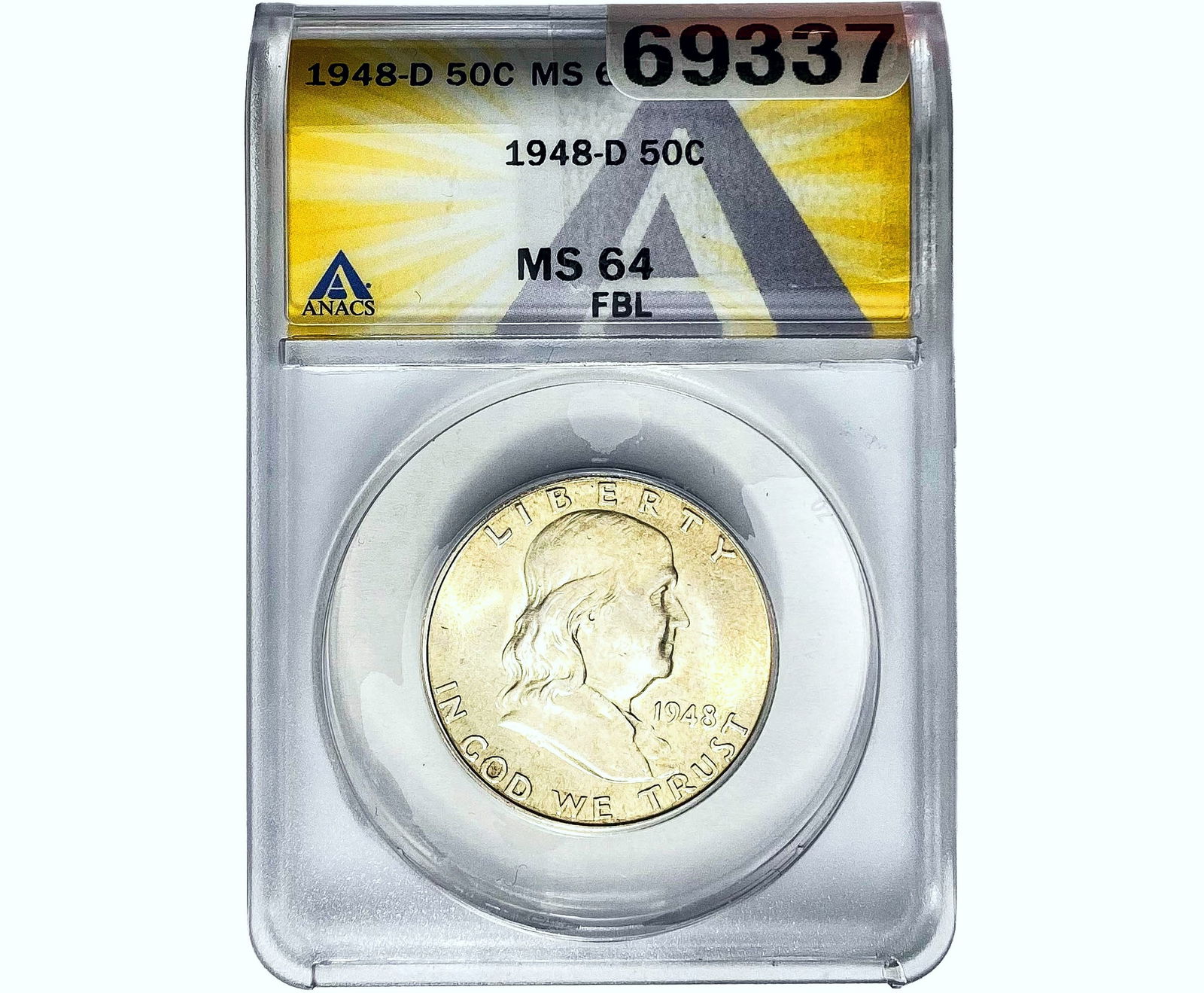 1948-D Franklin Half Dollar ANACS MS64 FBL (1 of 2)
